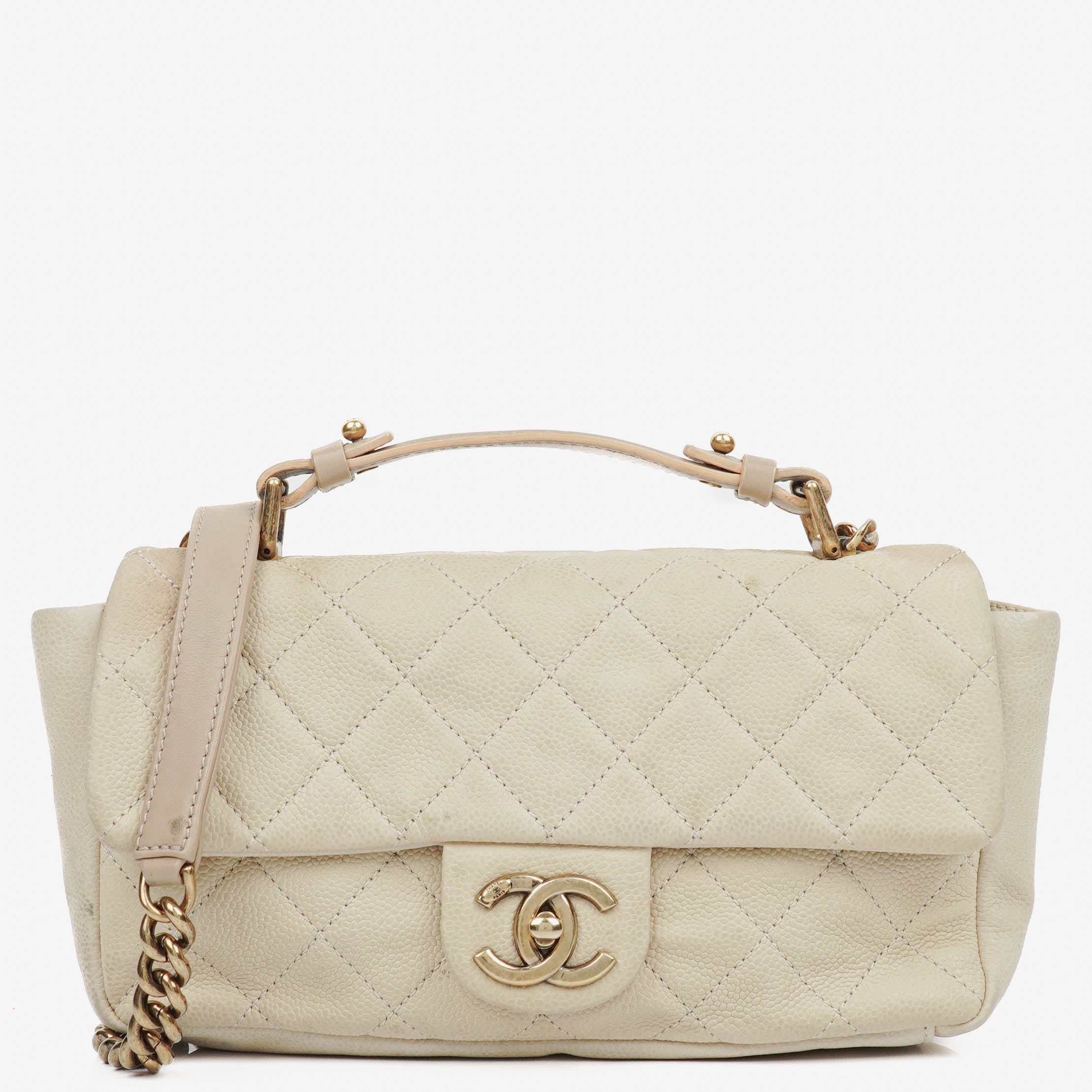 Chanel Neutral Chic Quilted Caviar Leather Single Flap Bag