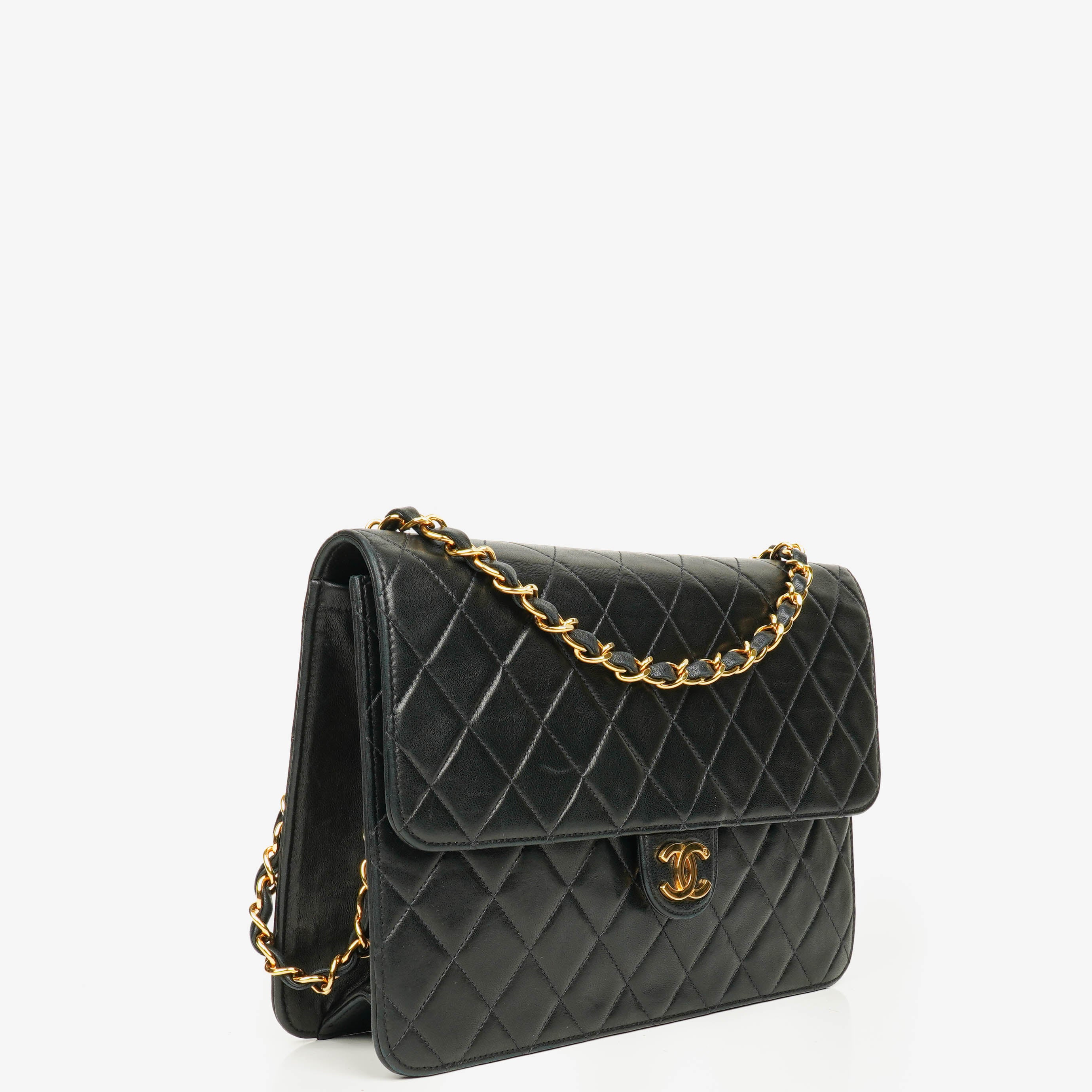Chanel Classic Single Flap Bag Black Quilted Lambskin With 24K Gold-Plated Hardware