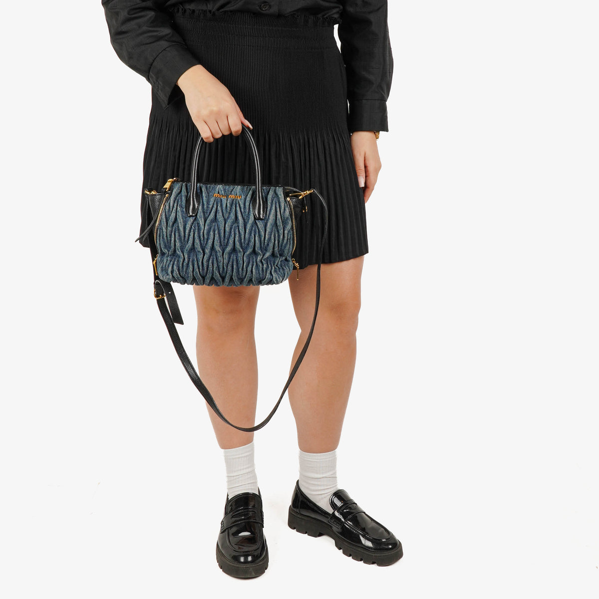 Miu Miu Denim Matelasse Handbag
