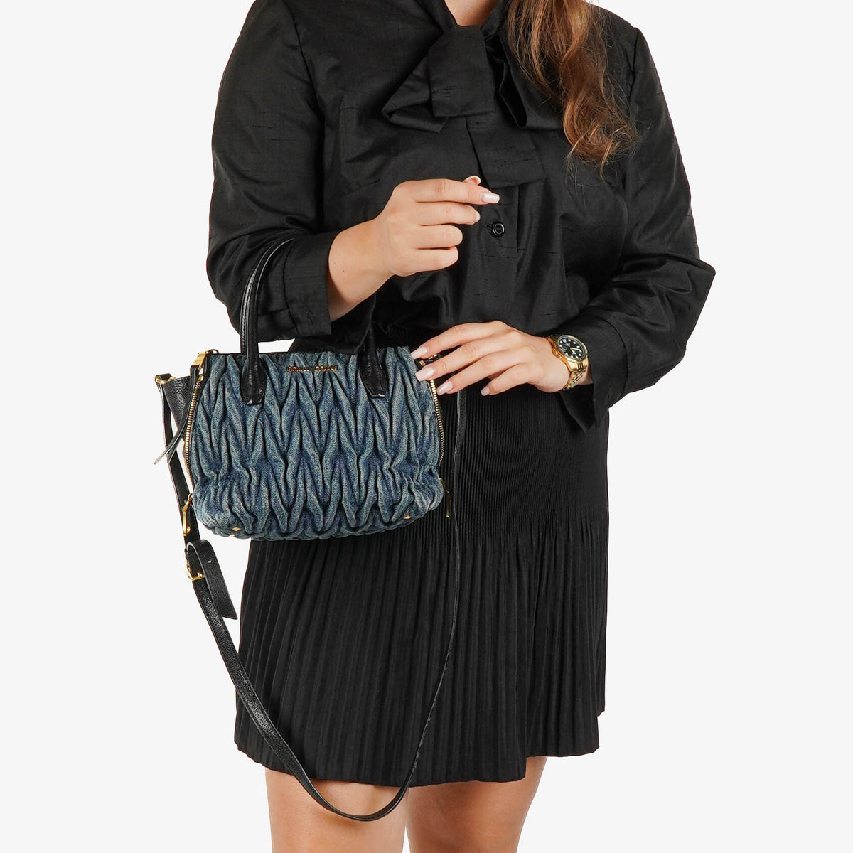 Miu Miu Denim Matelasse Handbag