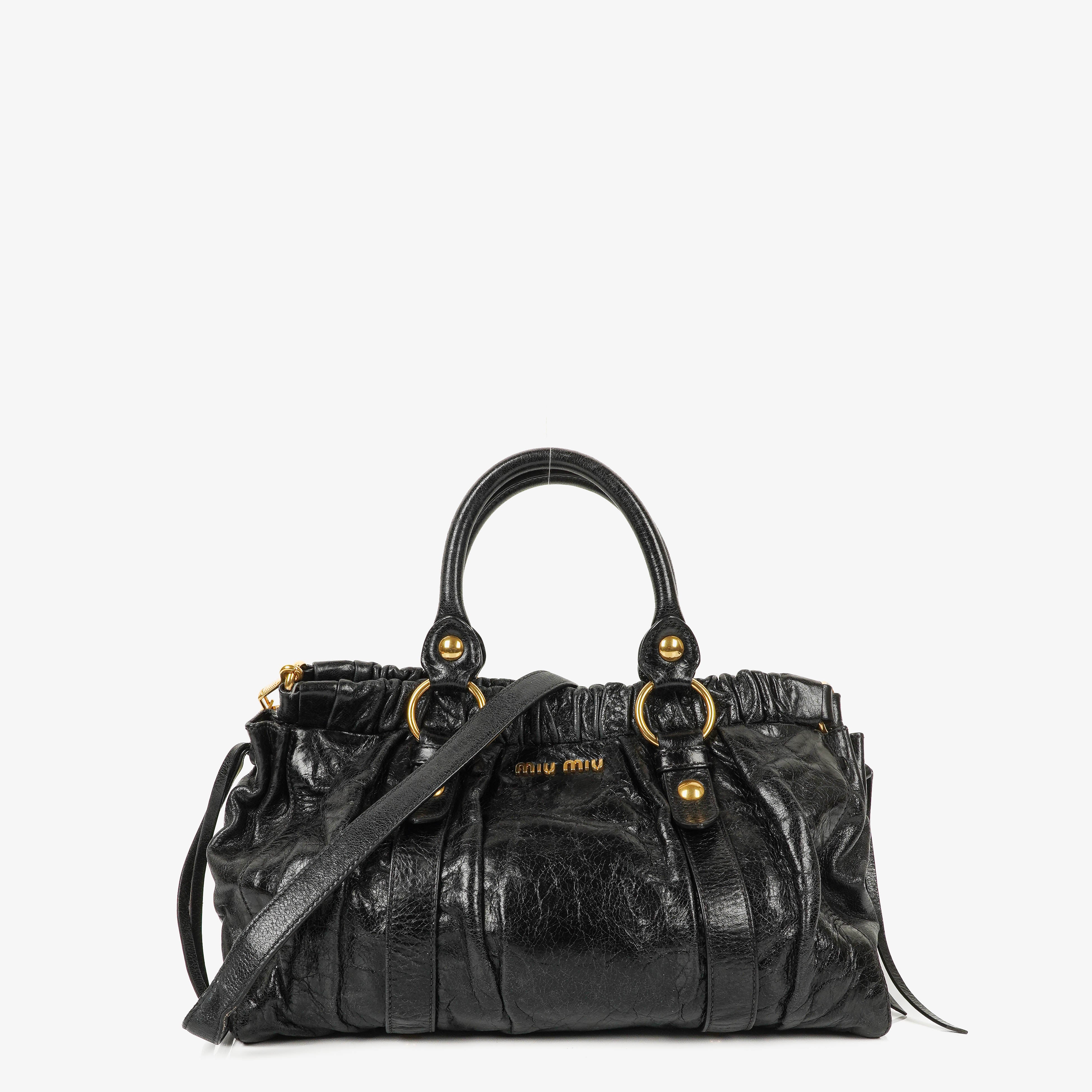 Bolso satchel Miu Miu Vitello negro