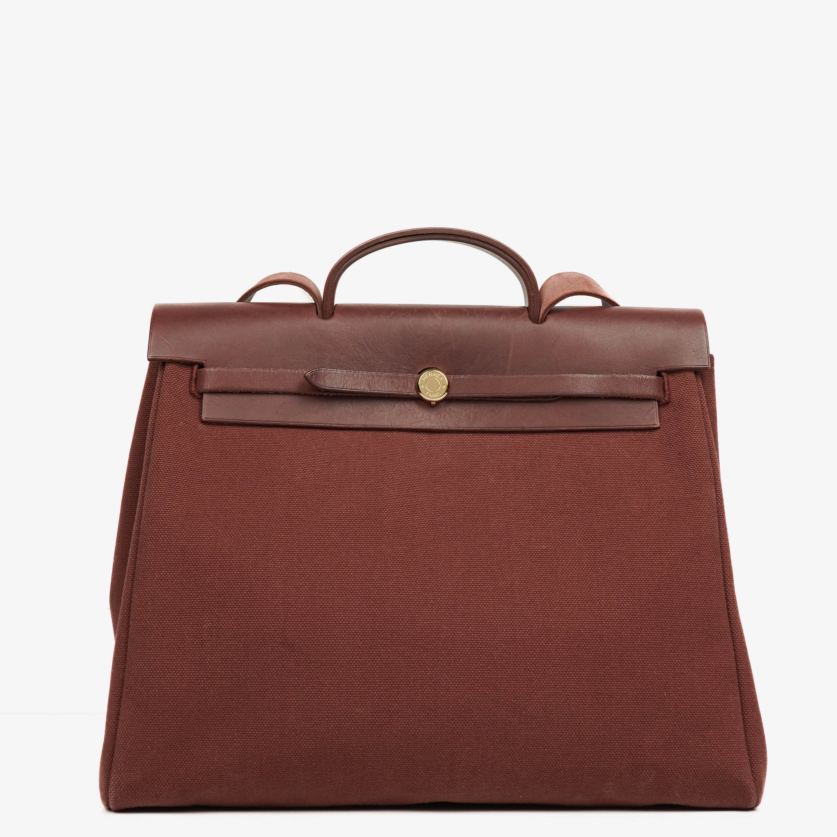 Hermes Herbag Toile Vache Hunter Havane MM 2 In 1 Bag