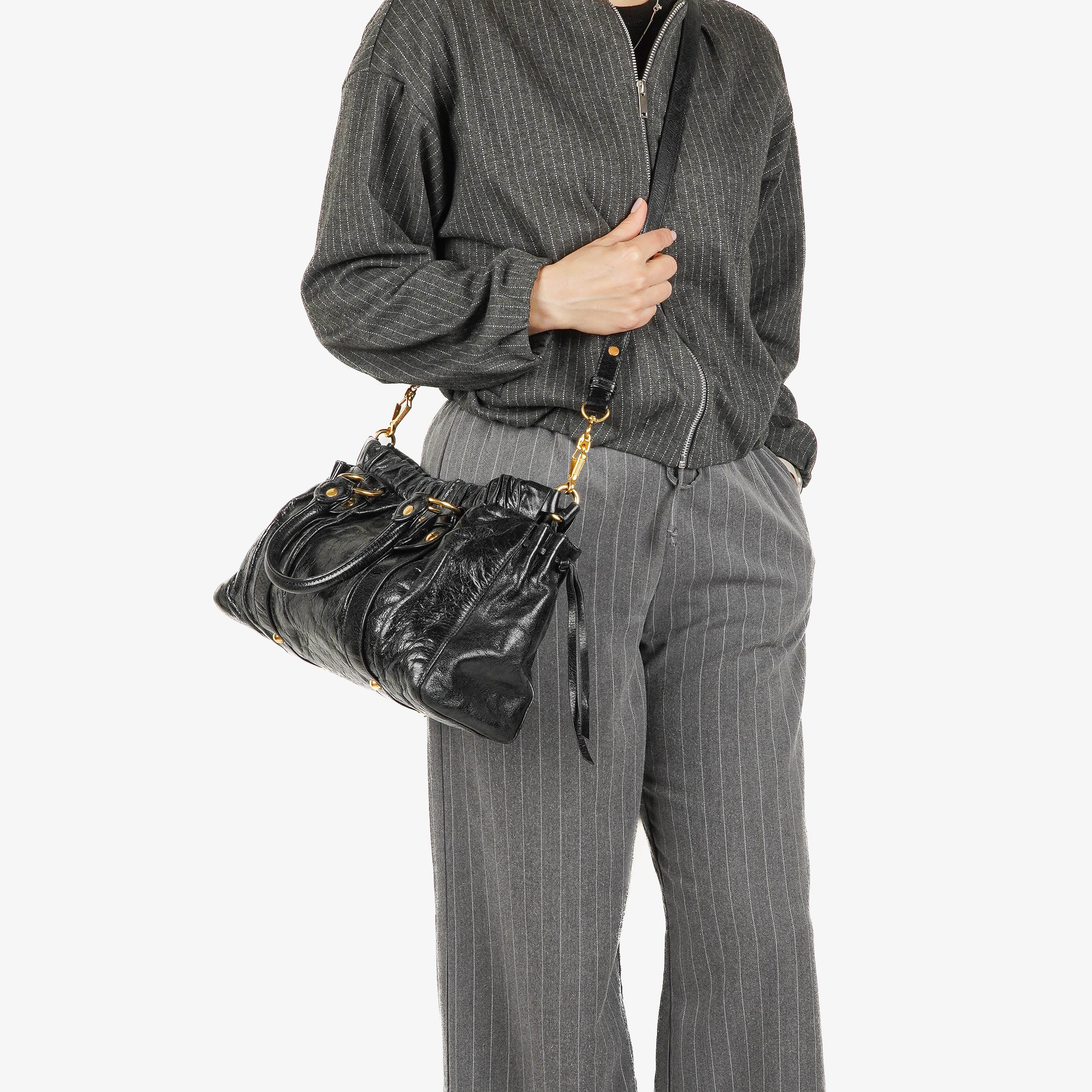 Bolso satchel Miu Miu Vitello negro