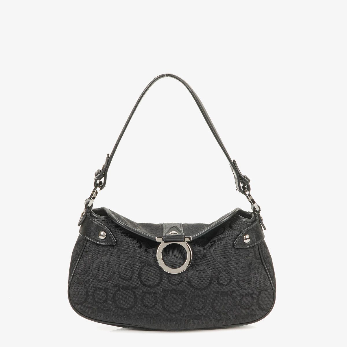 Salvatore Ferragamo Gancini Black Canvas Bag