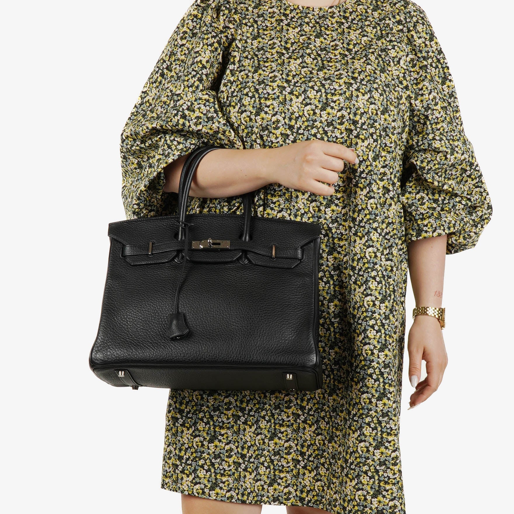 Hermès Birkin 35 In Black Fjord With Palladium Hardware