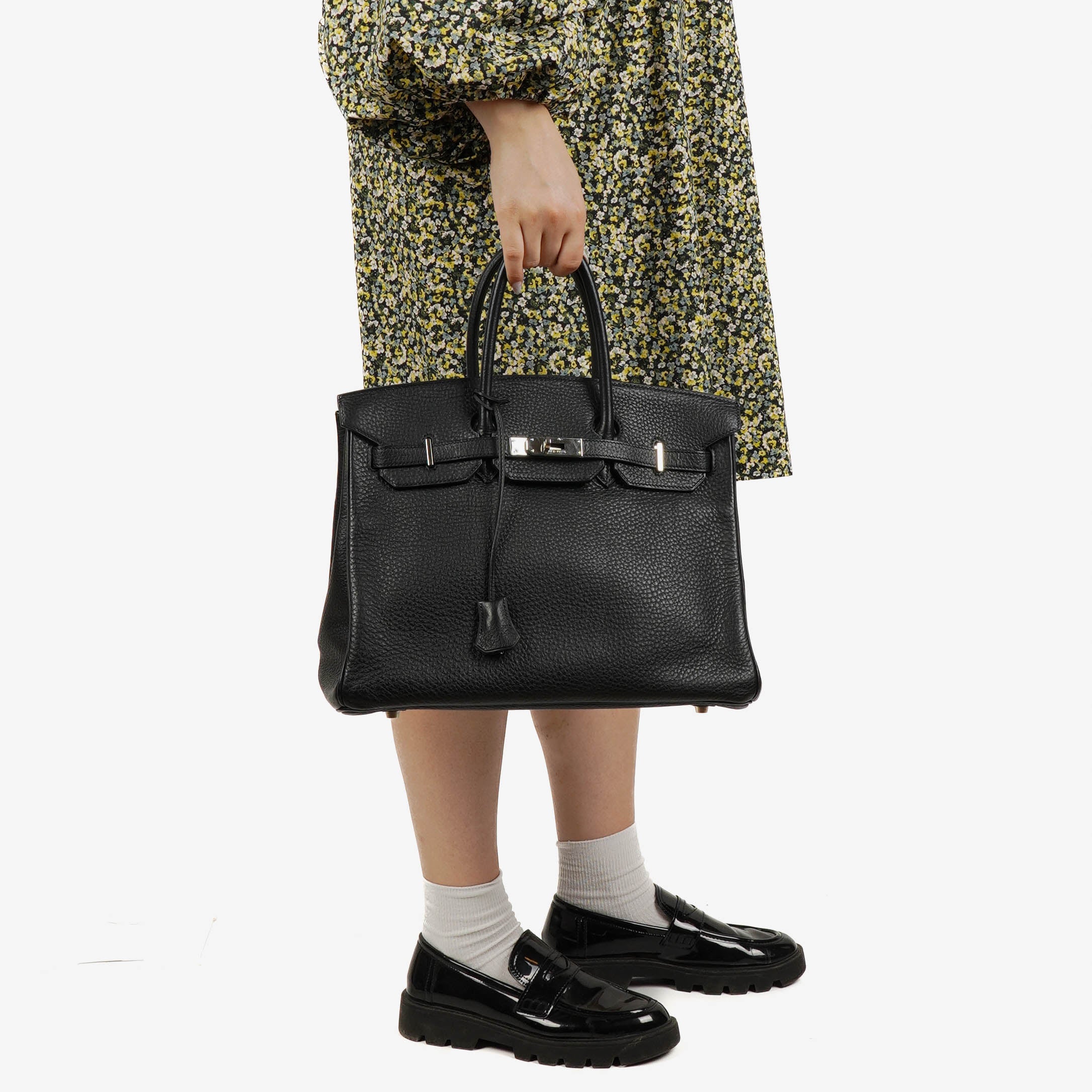 Hermès Birkin 35 In Black Fjord With Palladium Hardware