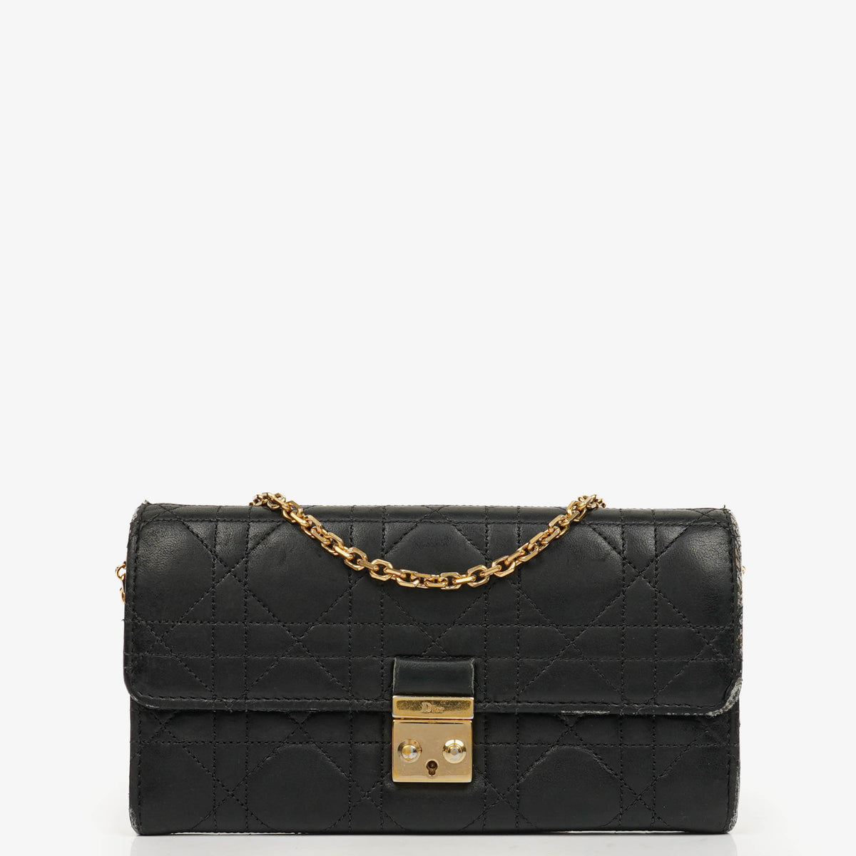 Christian Dior Cannage Black Quilted Leather Continental Wallet
