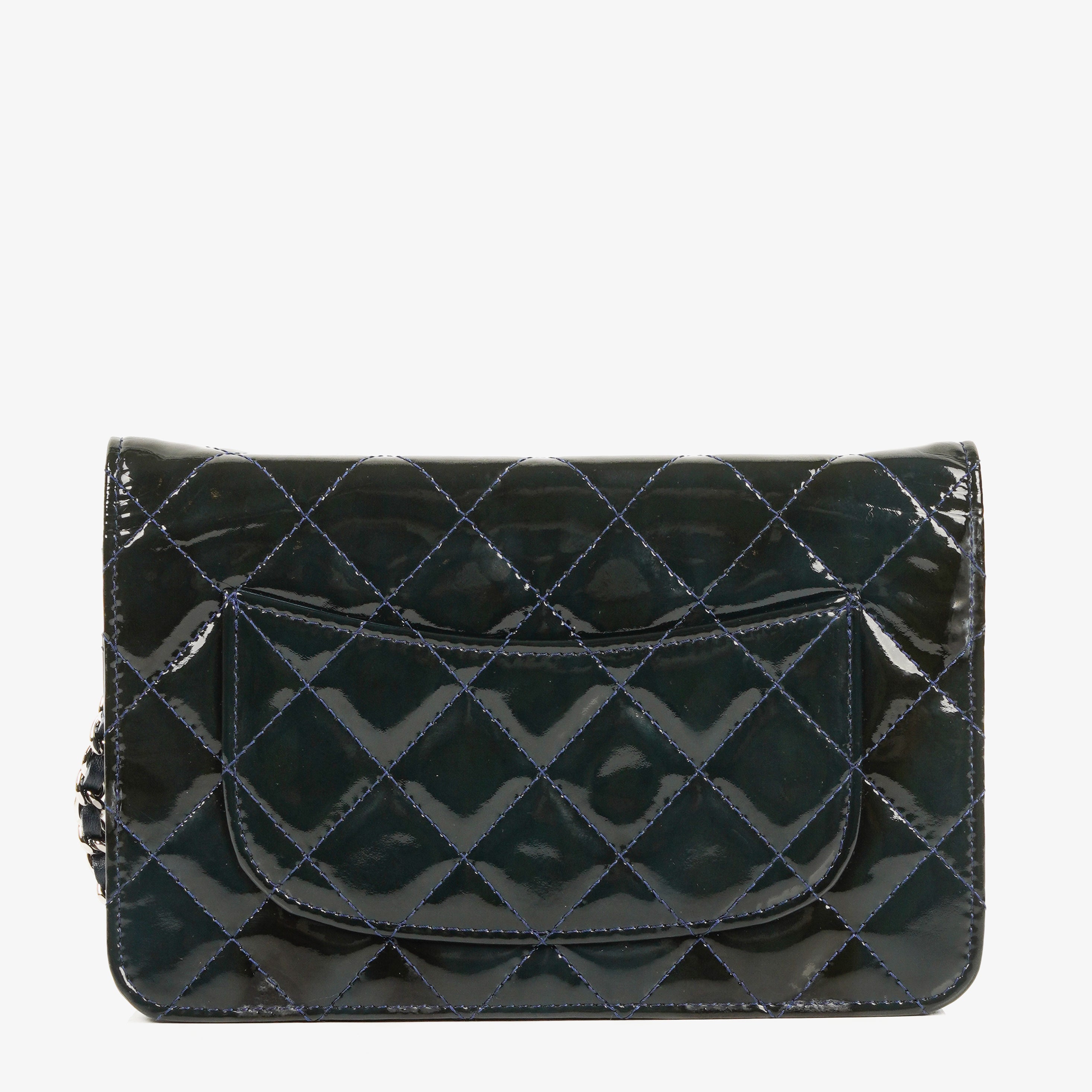 Chanel Quilted Patent Leather Wallet On Chain WOC