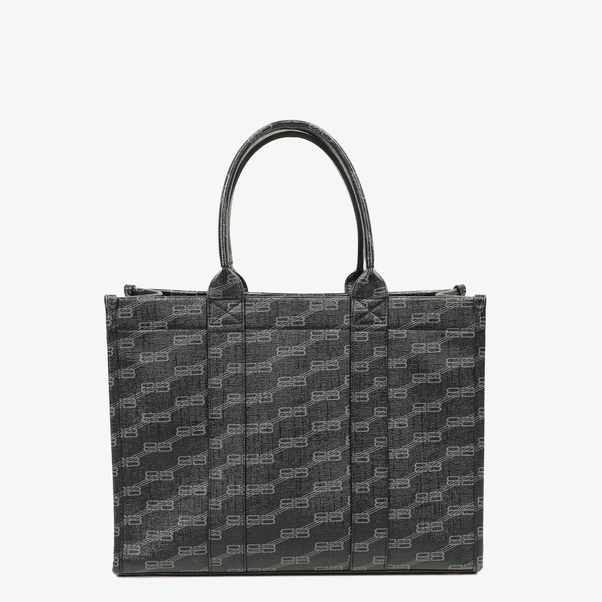 Balenciaga Coated Canvas BB Monogram Hardware Black White Tote Bag