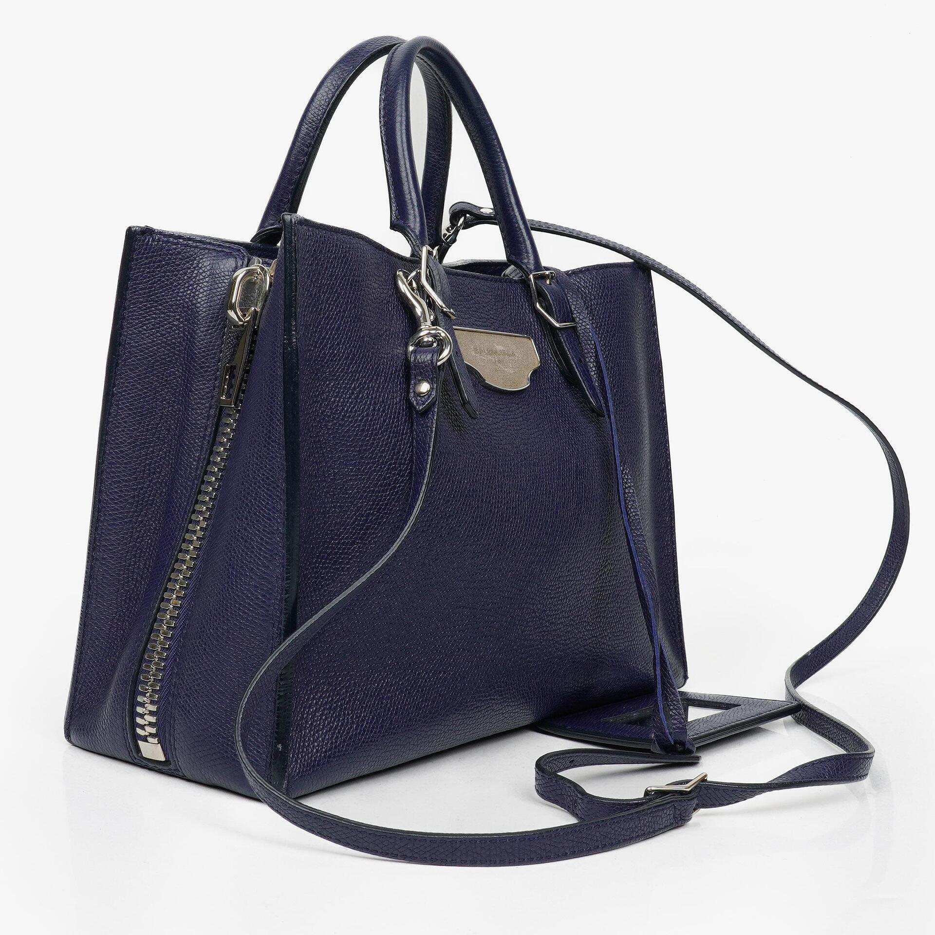 Balenciaga Mini Papier A4 Calfskin Leather Navy Blue Tote Bag