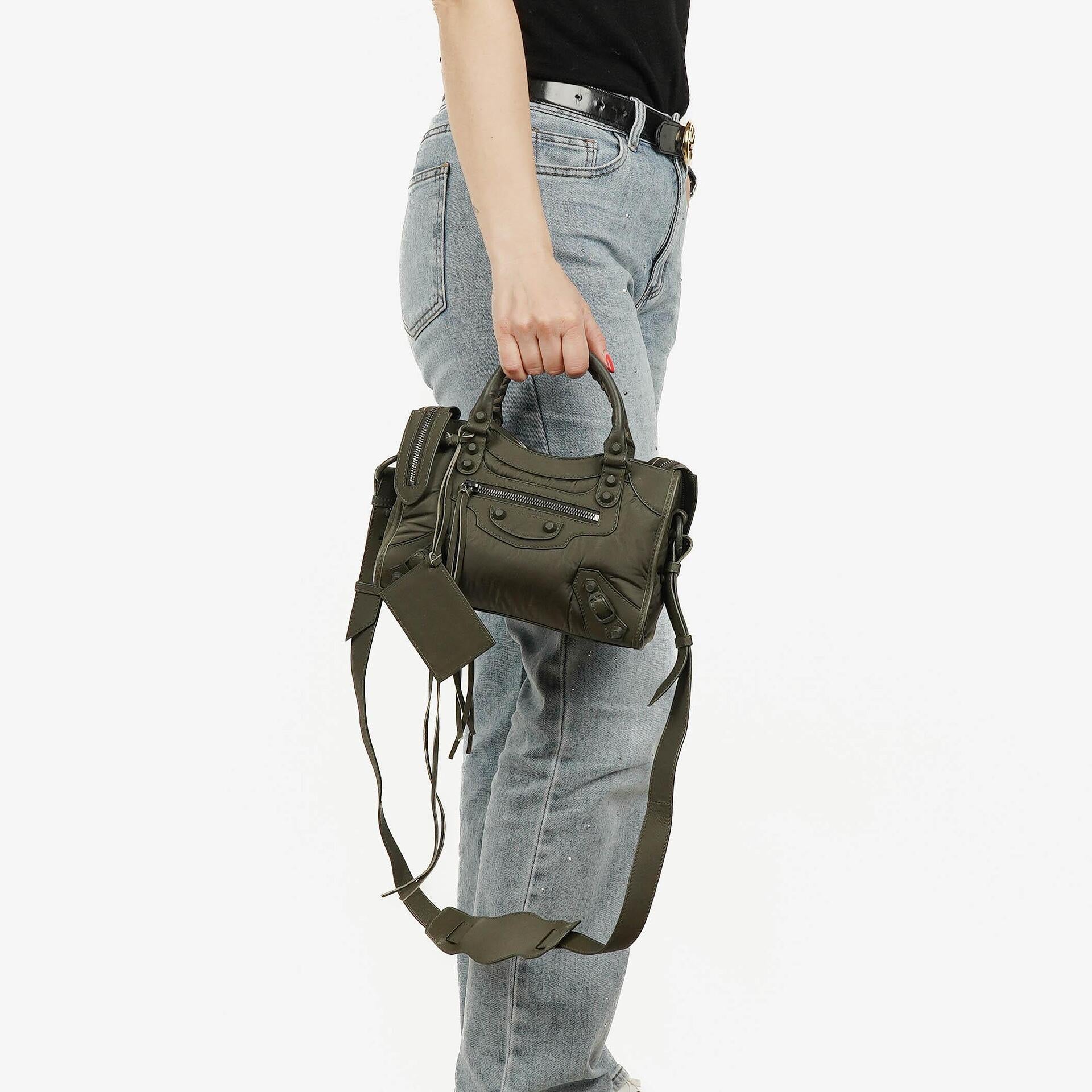 Balenciaga Nylon Army Green Motocross Classic City Mini Bag