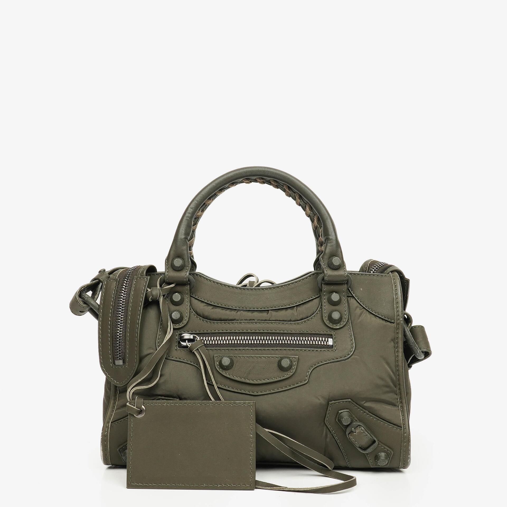 Balenciaga Nylon Army Green Motocross Classic City Mini Bag