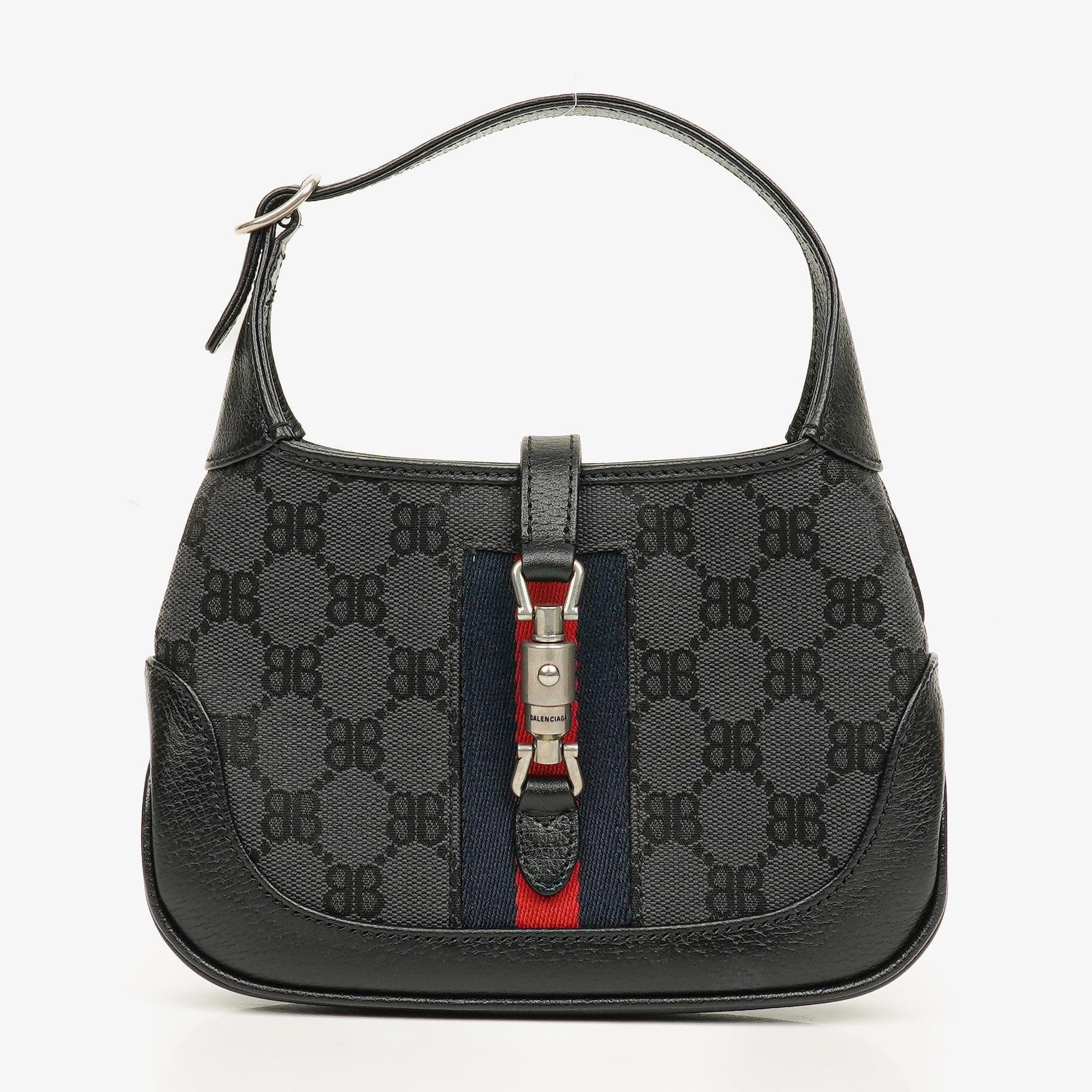 Balenciaga x Gucci Black/Grey Canvas/Leather The Hacker Project 1961 Mini Jackie Bag