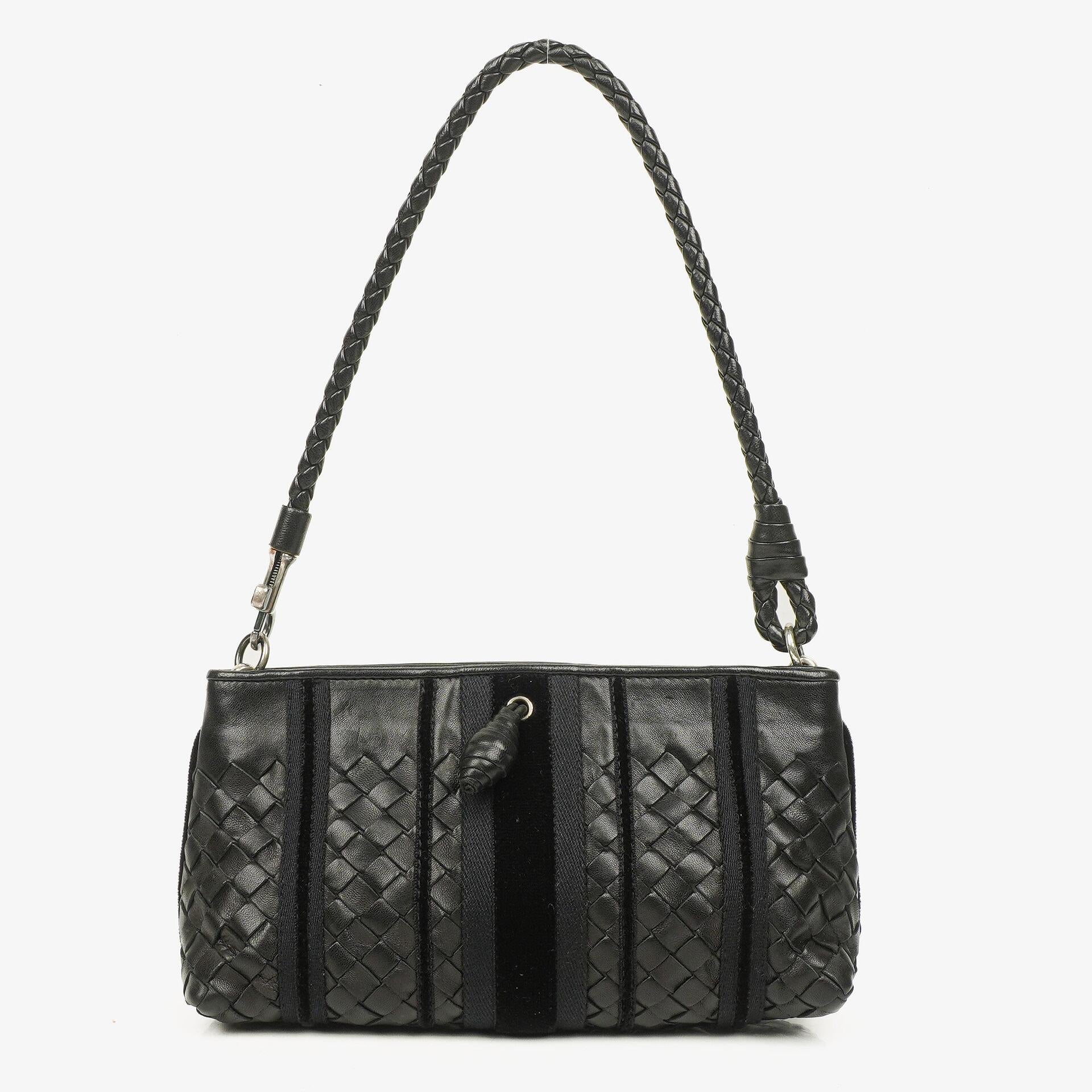 Bottega Veneta Black Intrecciato Leather Shoulder Bag