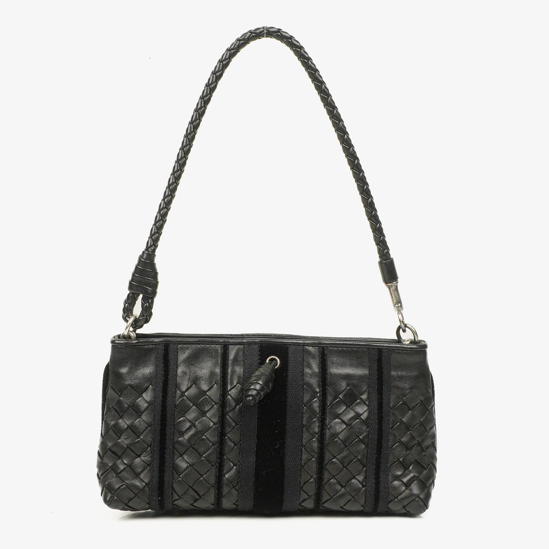 Bottega Veneta Black Intrecciato Leather Shoulder Bag