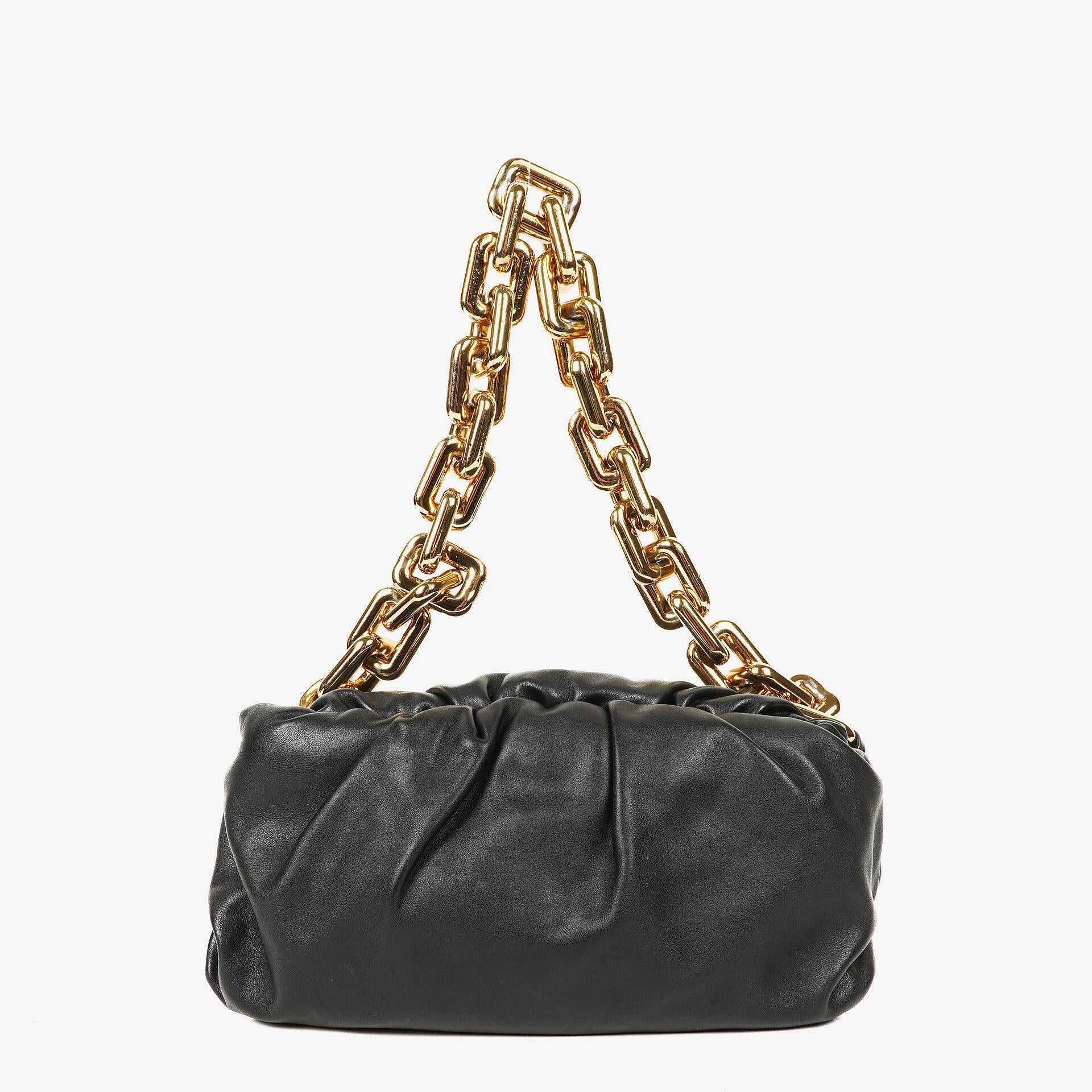 Bottega Veneta Black Leather Chain Pouch Bag