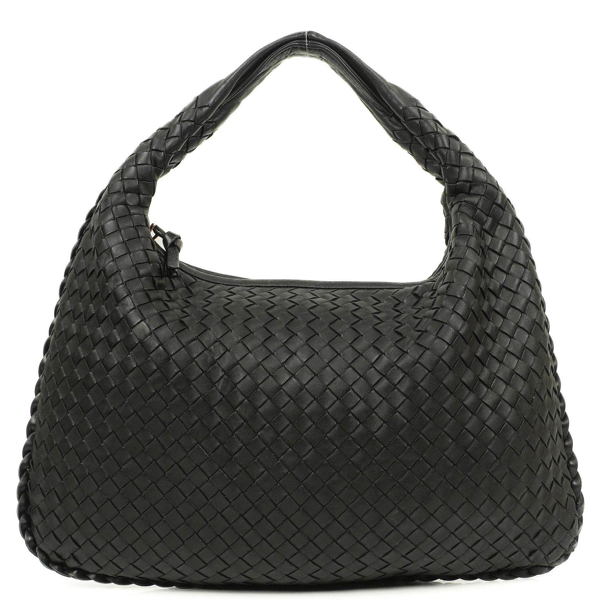 Bottega Veneta Black Nappa Intrecciato Medium Veneta Hobo Bag