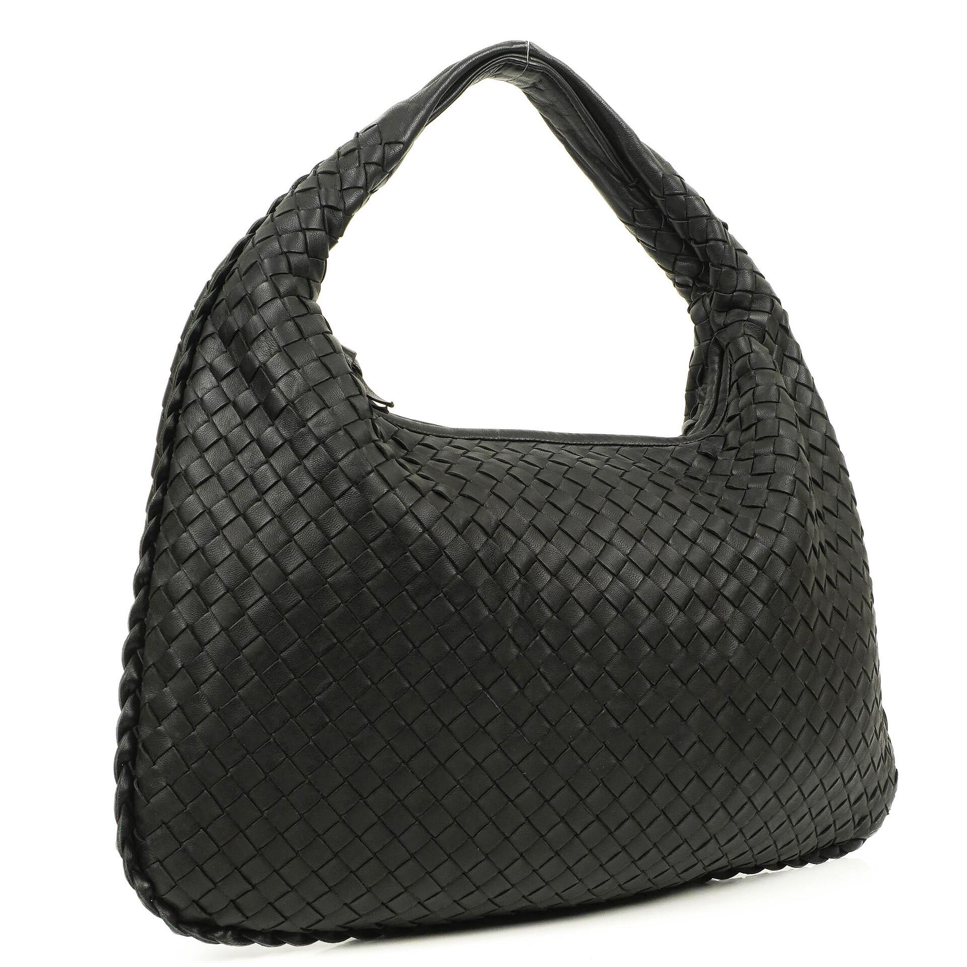 Bottega Veneta Black Nappa Intrecciato Medium Veneta Hobo Bag