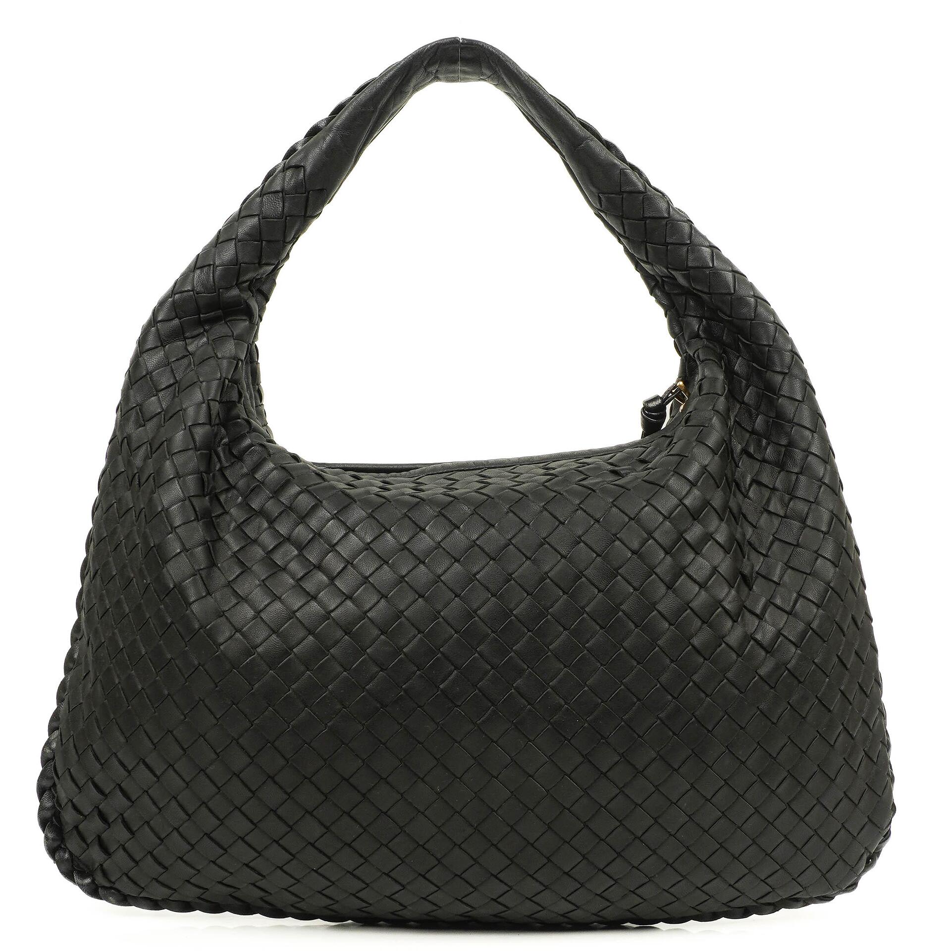 Bottega Veneta Black Nappa Intrecciato Medium Veneta Hobo Bag