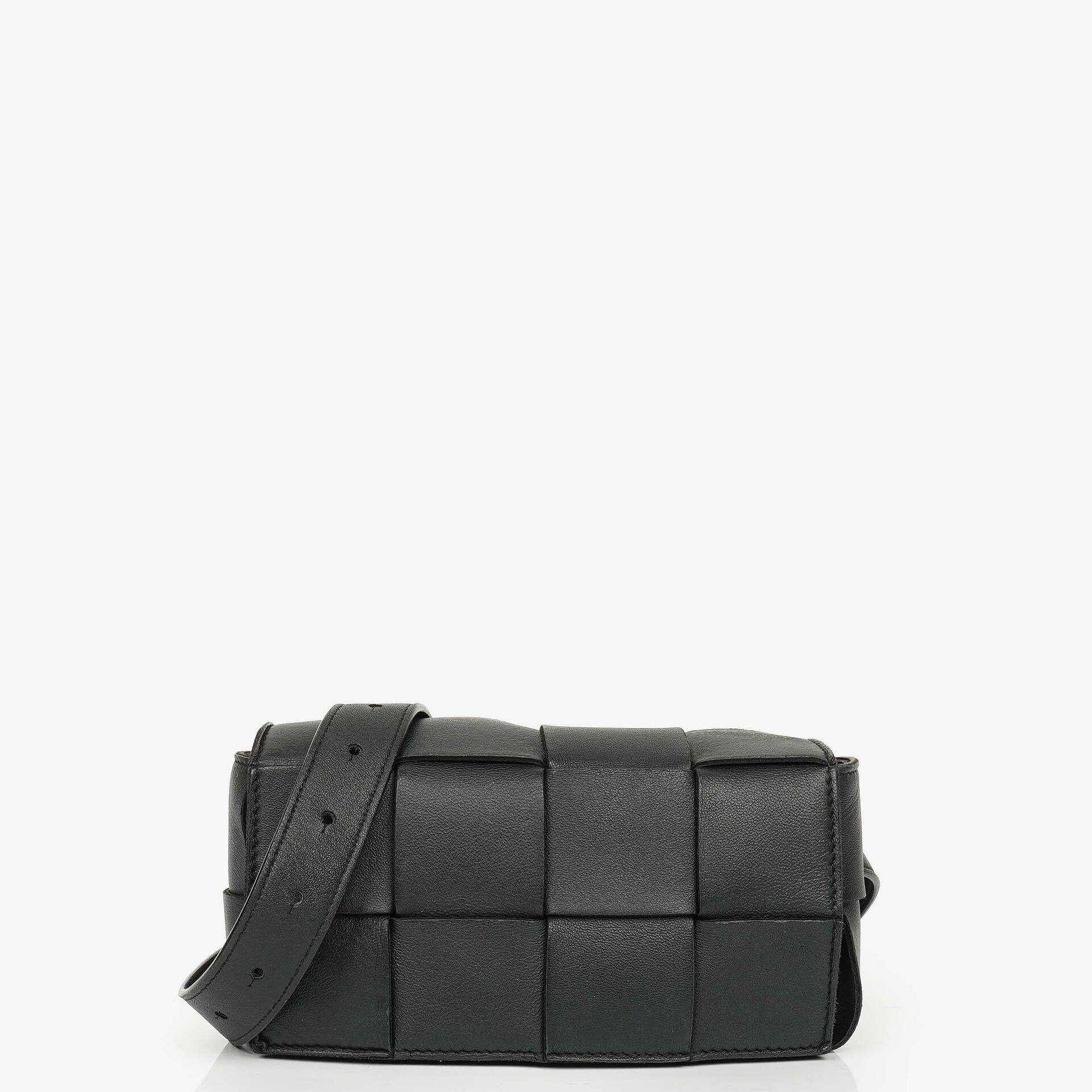 Bottega Veneta Black Nappa Intreccio The Belt Cassette Crossbody Bag
