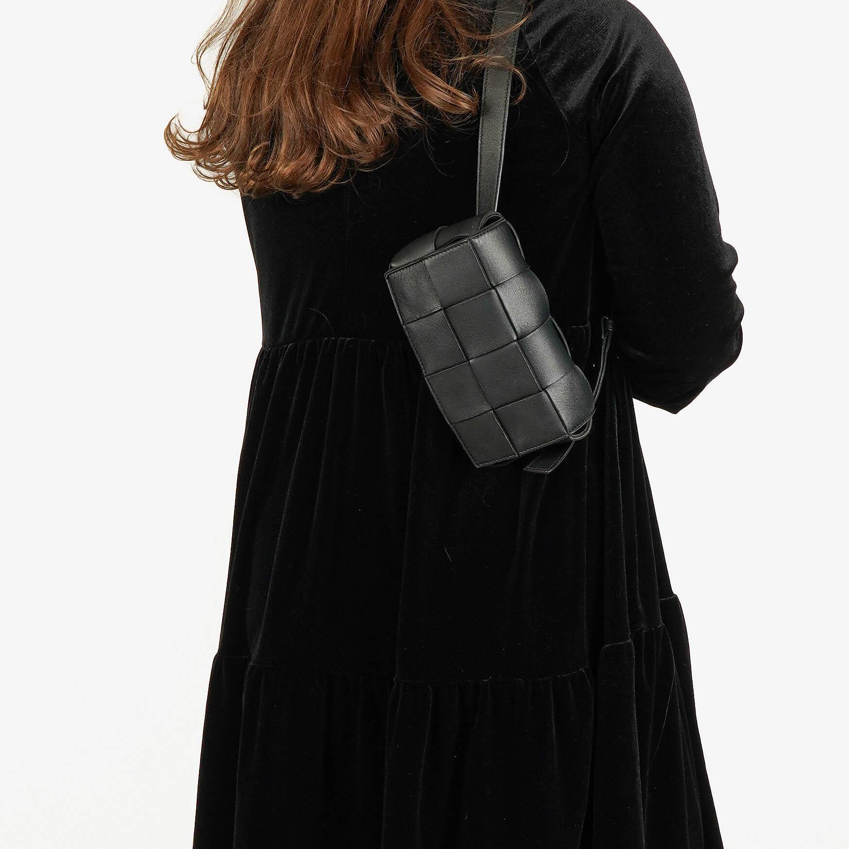 Bottega Veneta Black Nappa Intreccio The Belt Cassette Crossbody Bag
