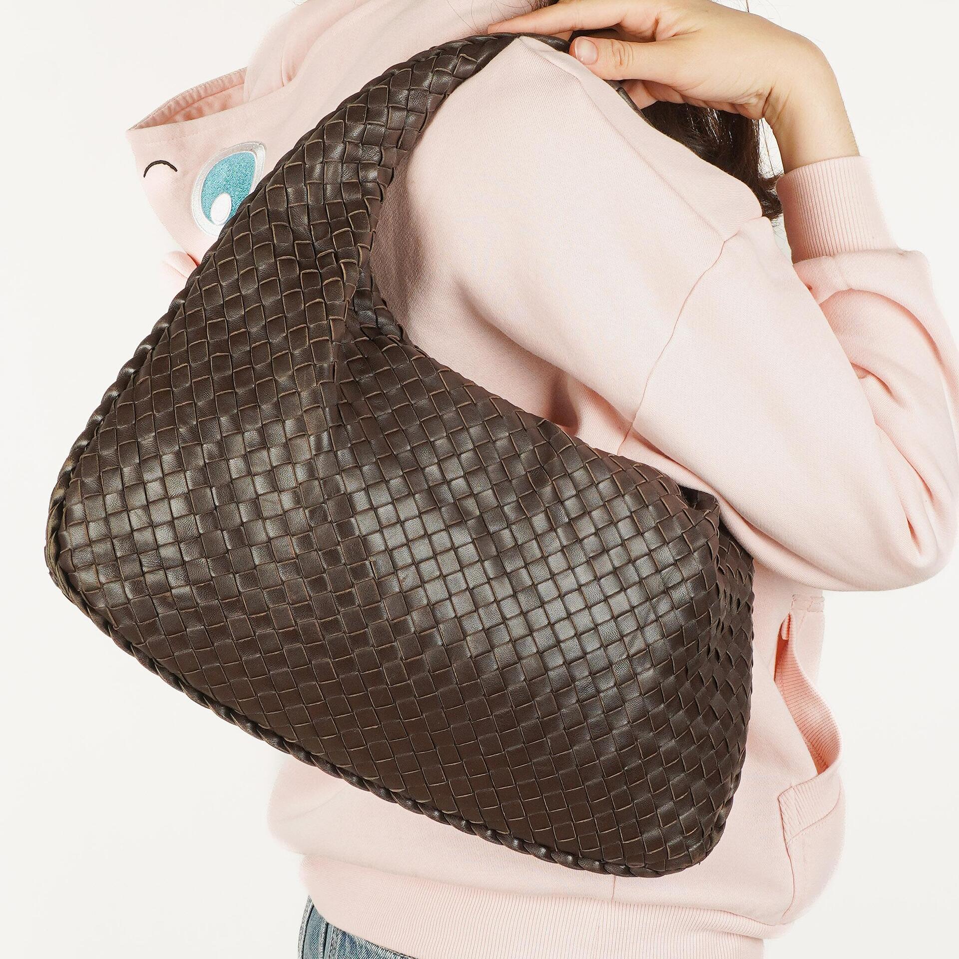 Bottega Veneta Brown Nappa Intrecciato Medium Veneta Hobo Bag