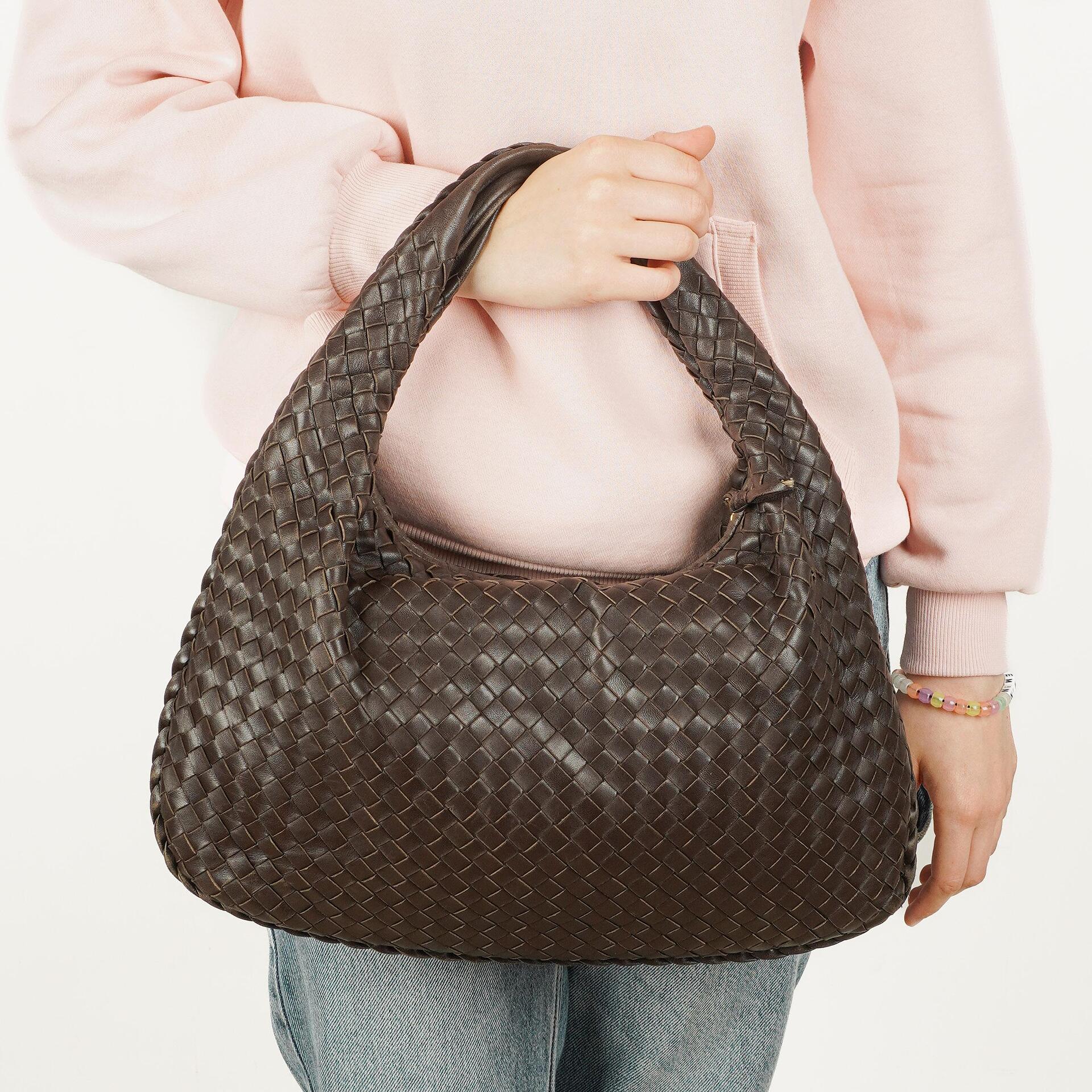 Bottega Veneta Brown Nappa Intrecciato Medium Veneta Hobo Bag