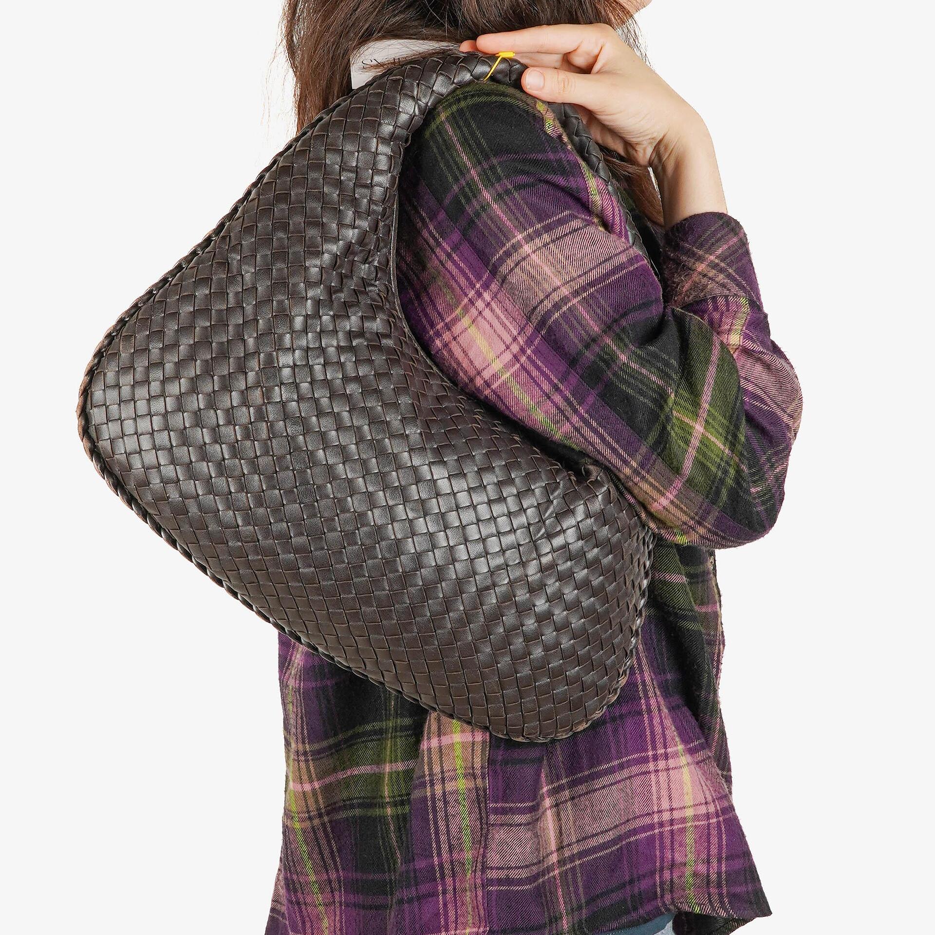 Bottega Veneta Brown Nappa Intrecciato Medium Veneta Hobo Bag