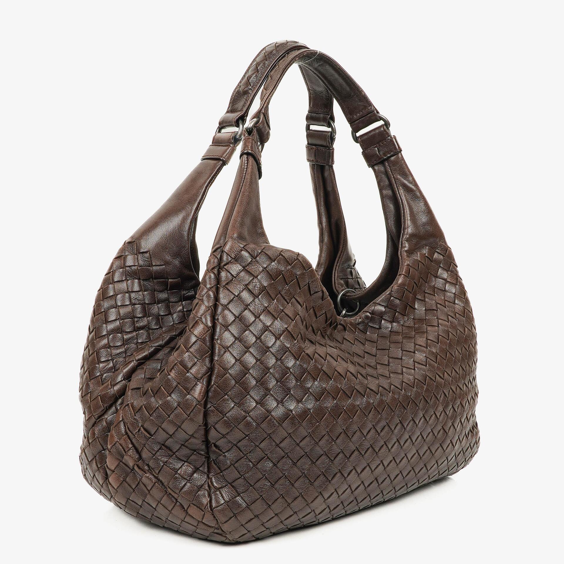 Bottega Veneta Campana Hobo Bag in Brown Intrecciato Nappa