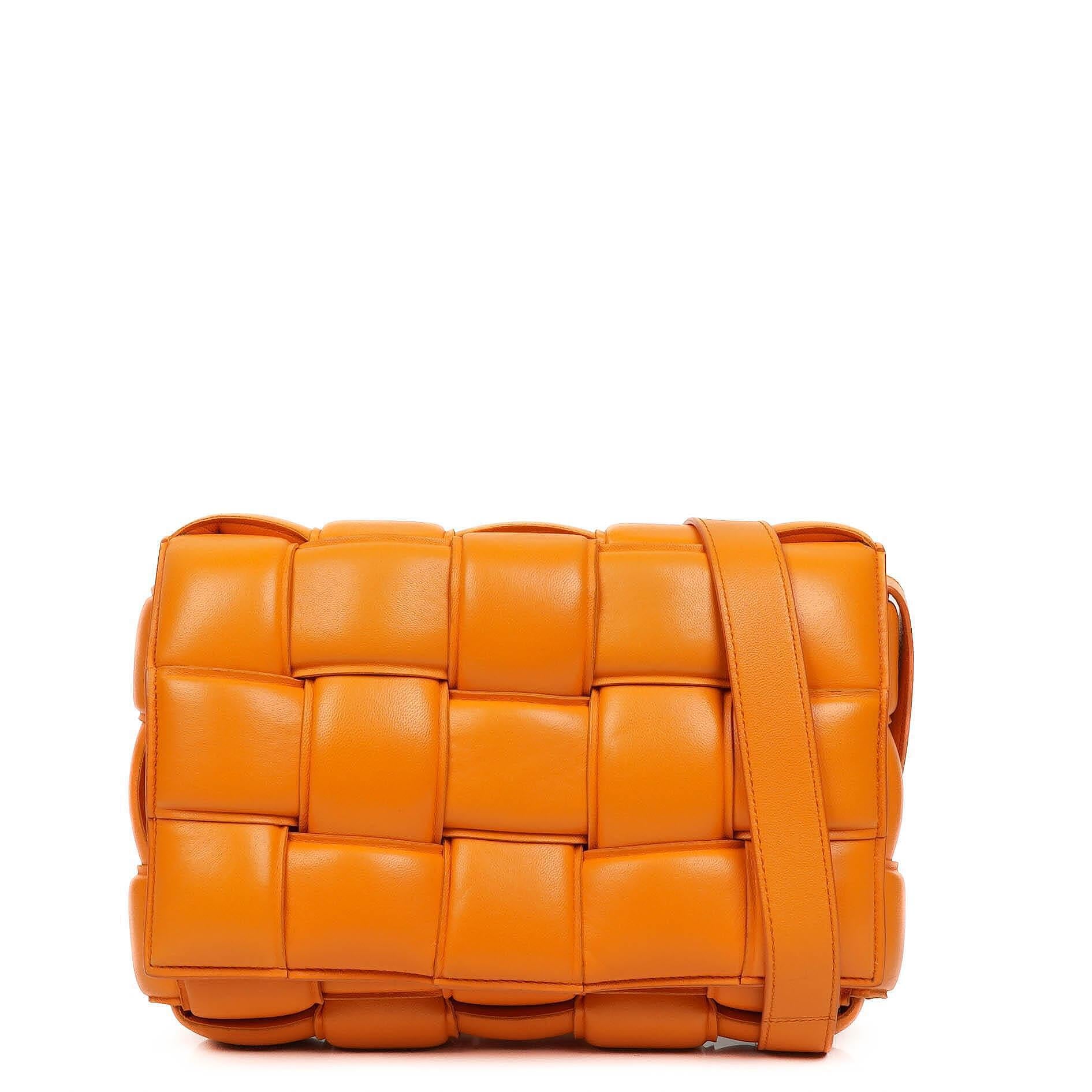 Bottega Veneta Cassette Padded Intrecciato Orange Crossbody Bag