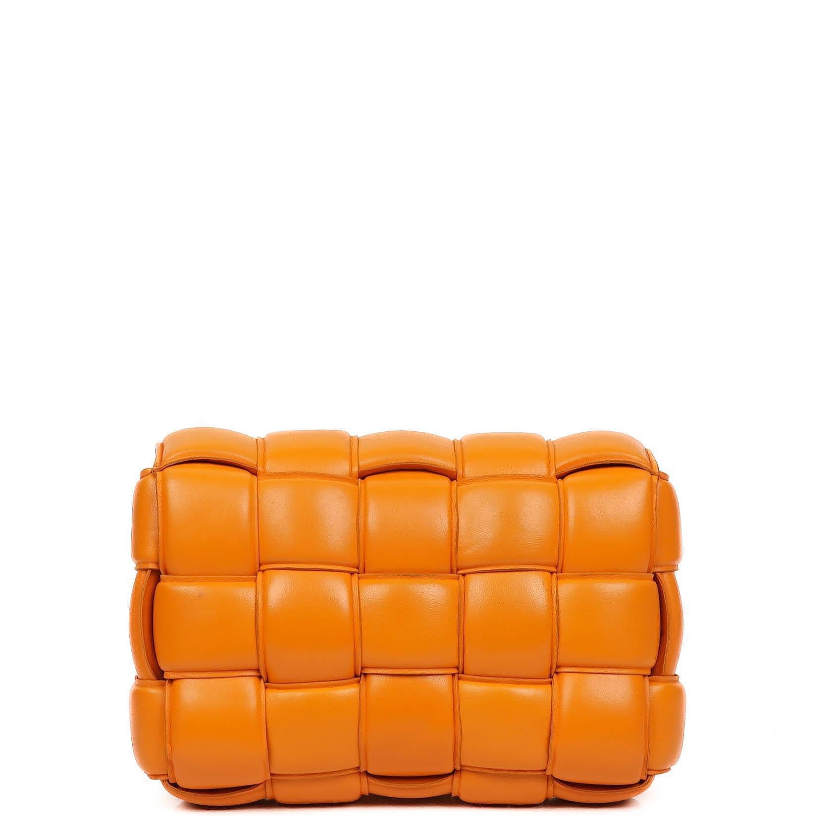 Bottega Veneta Cassette Padded Intrecciato Orange Crossbody Bag