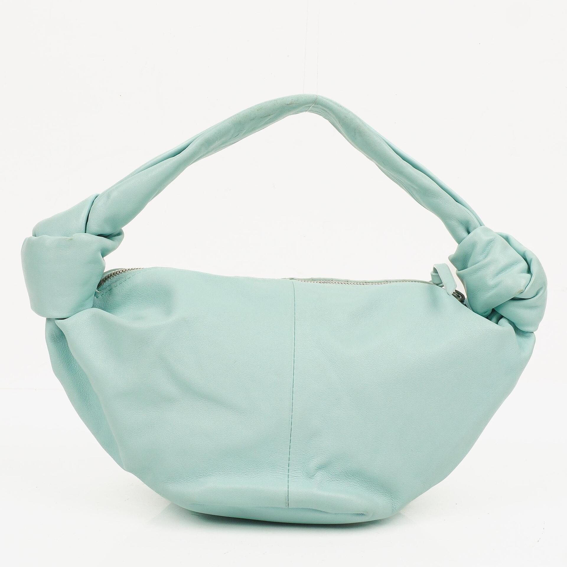 Bottega Veneta Celeste Blue Leather Double Knot Clutch