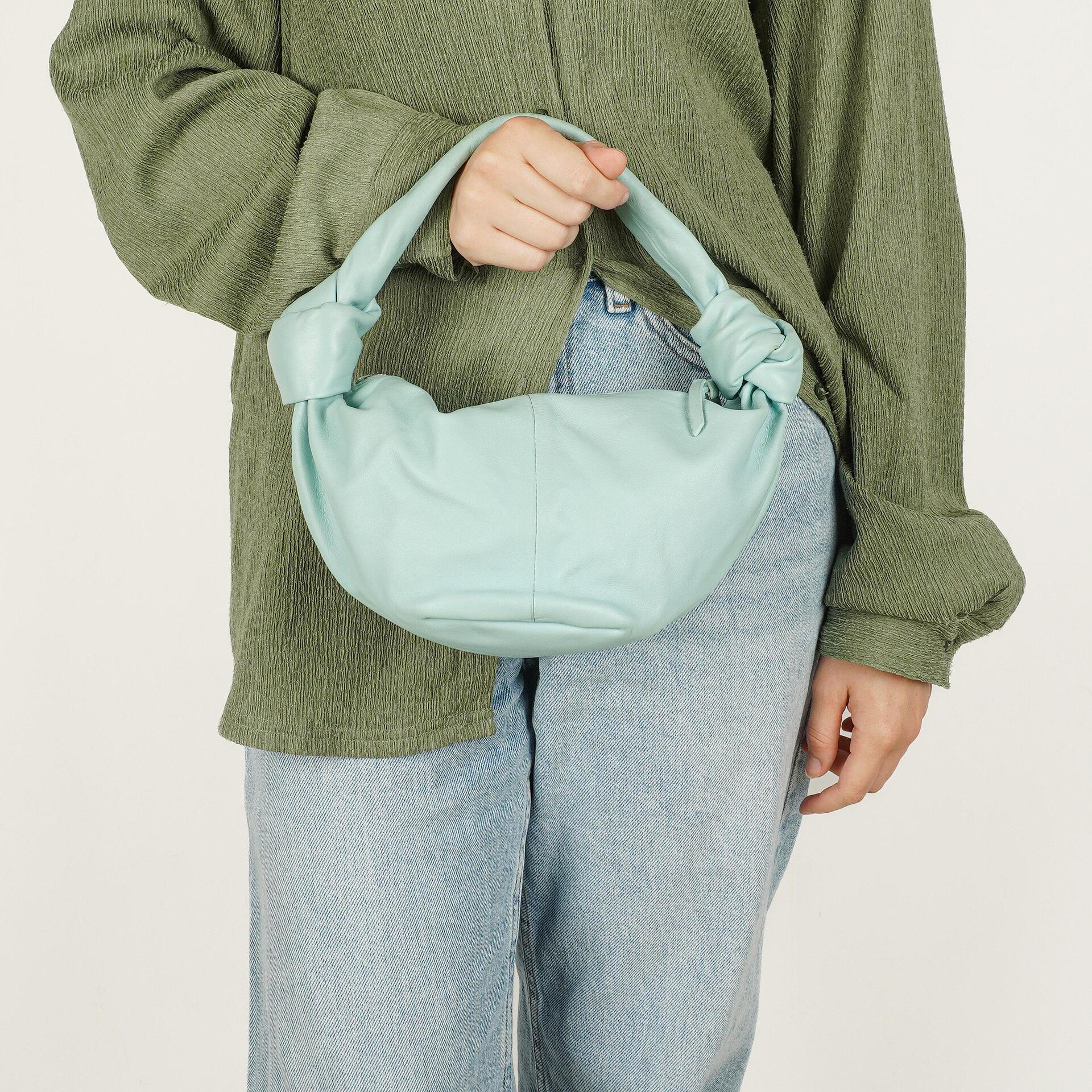 Bottega Veneta Celeste Blue Leather Double Knot Clutch