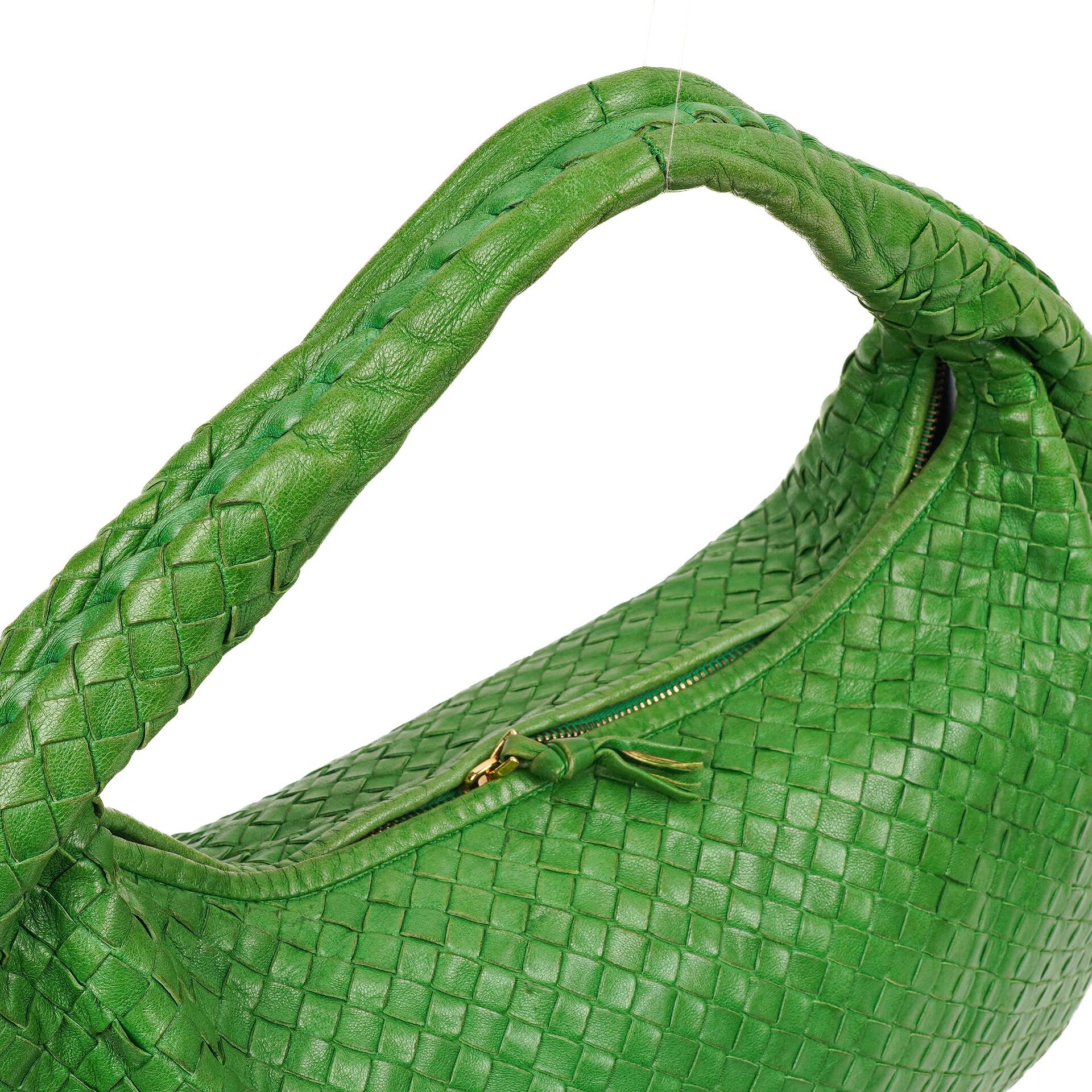Bottega Veneta Green Nappa Intrecciato Large Veneta Hobo Bag