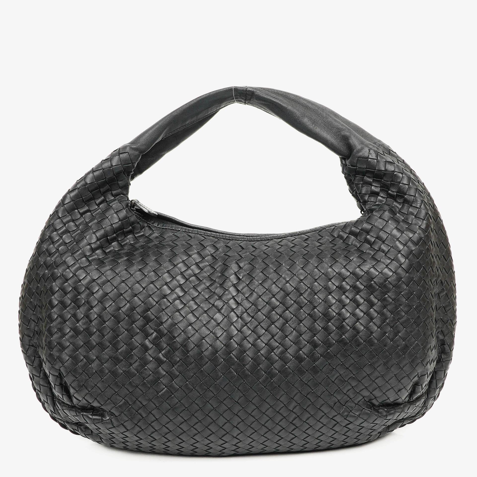 Bottega Veneta Large Belly Veneta Black Intrecciato Woven Nappa Leather Hobo Bag