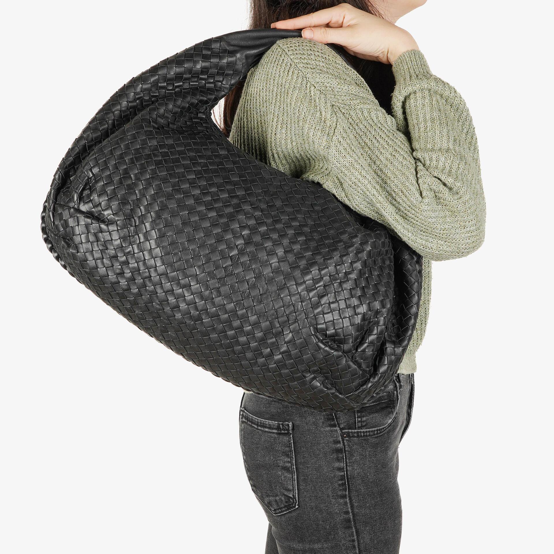Bottega Veneta Large Belly Veneta Black Intrecciato Woven Nappa Leather Hobo Bag