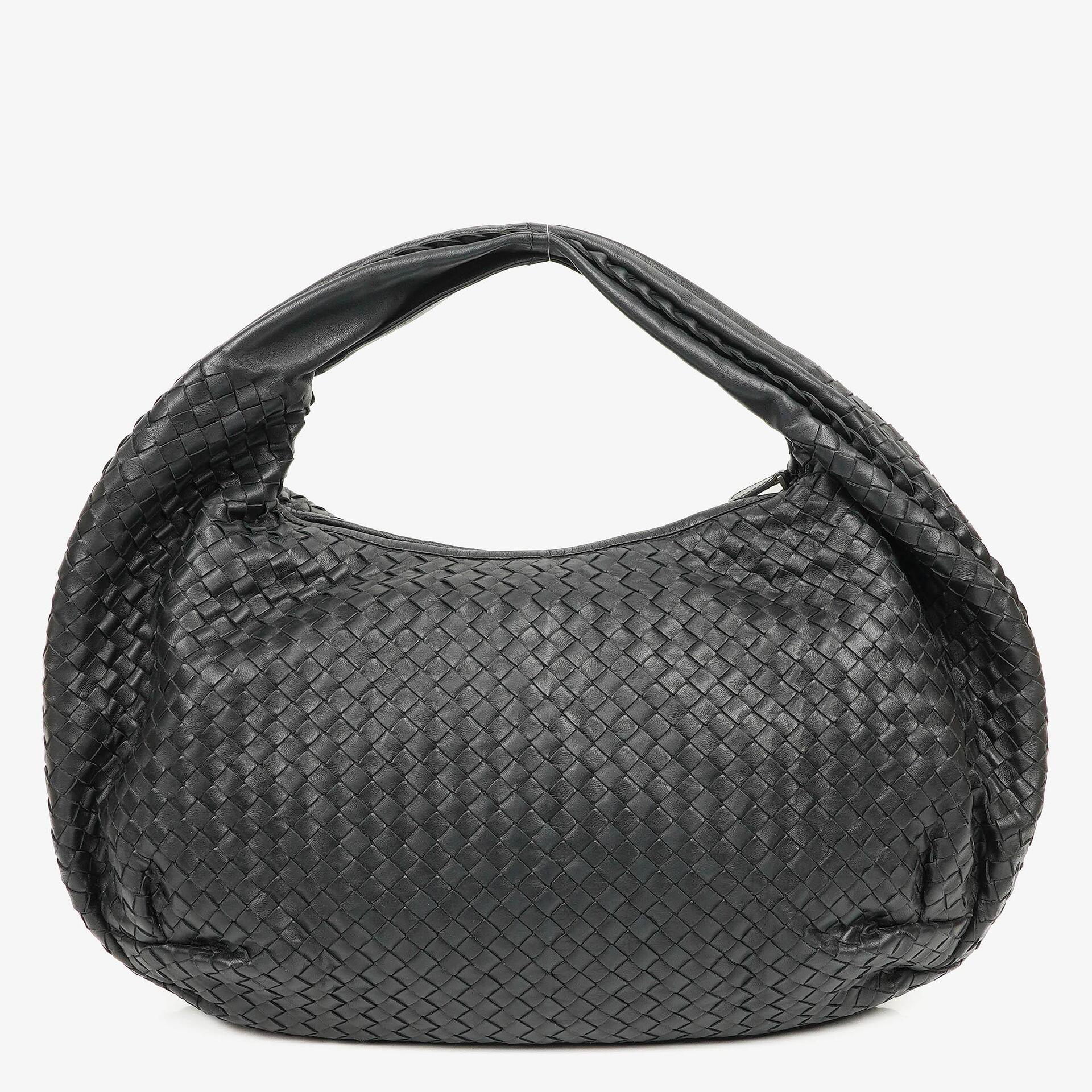 Bottega Veneta Large Belly Veneta Black Intrecciato Woven Nappa Leather Hobo Bag