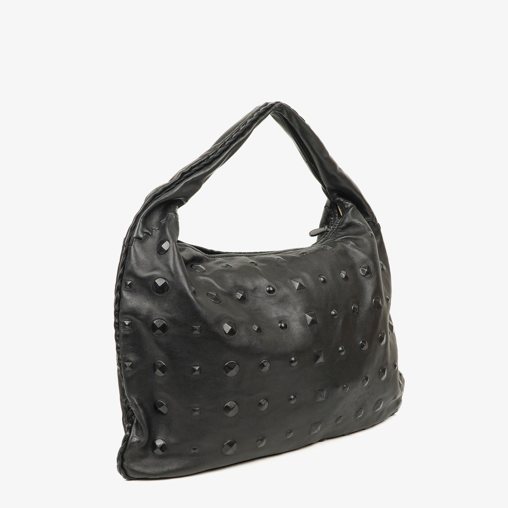 Bottega Veneta Maxi Black Nappa Studded Hobo Bag