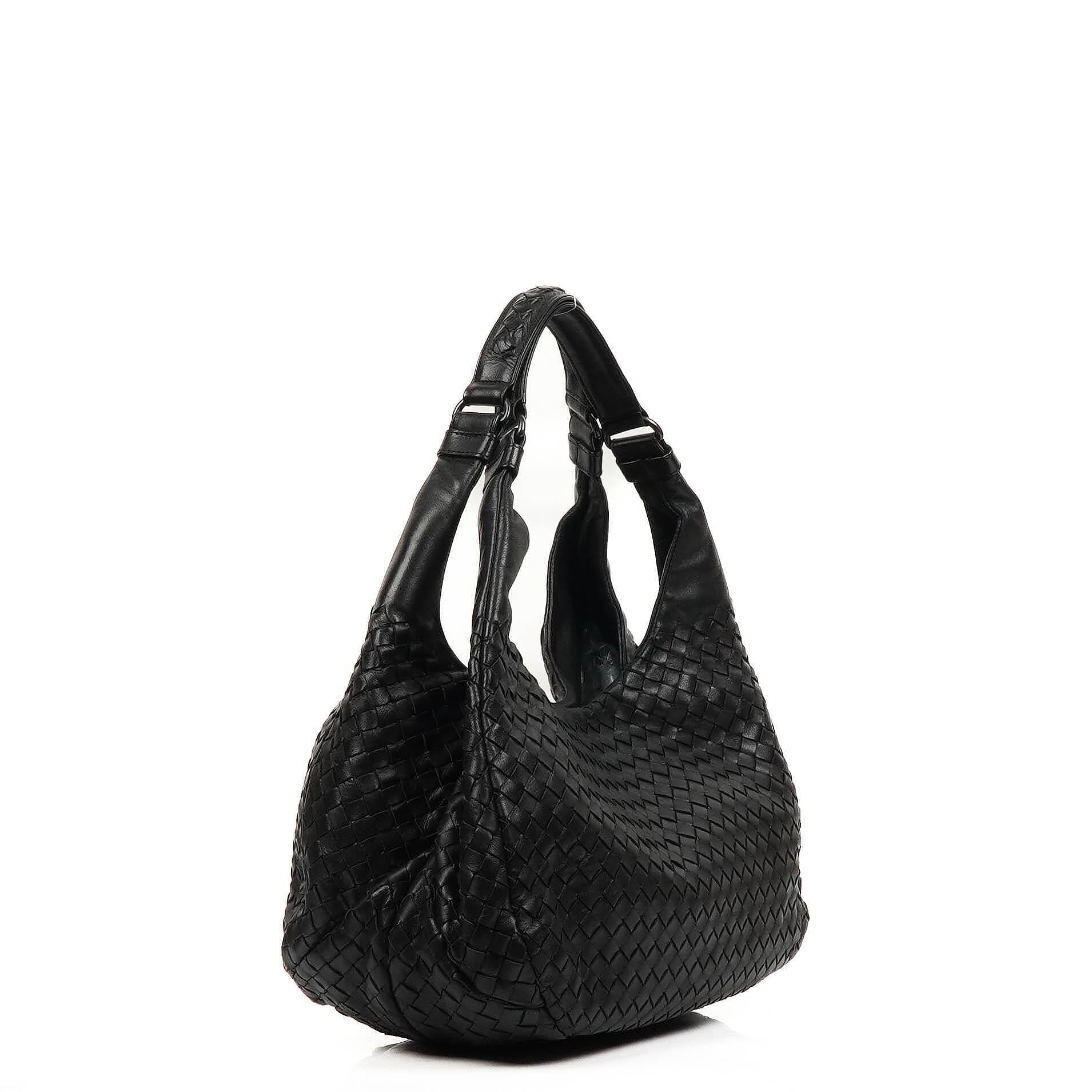 Bottega Veneta Medium Campana Black Nappa Intrecciato Hobo Bag
