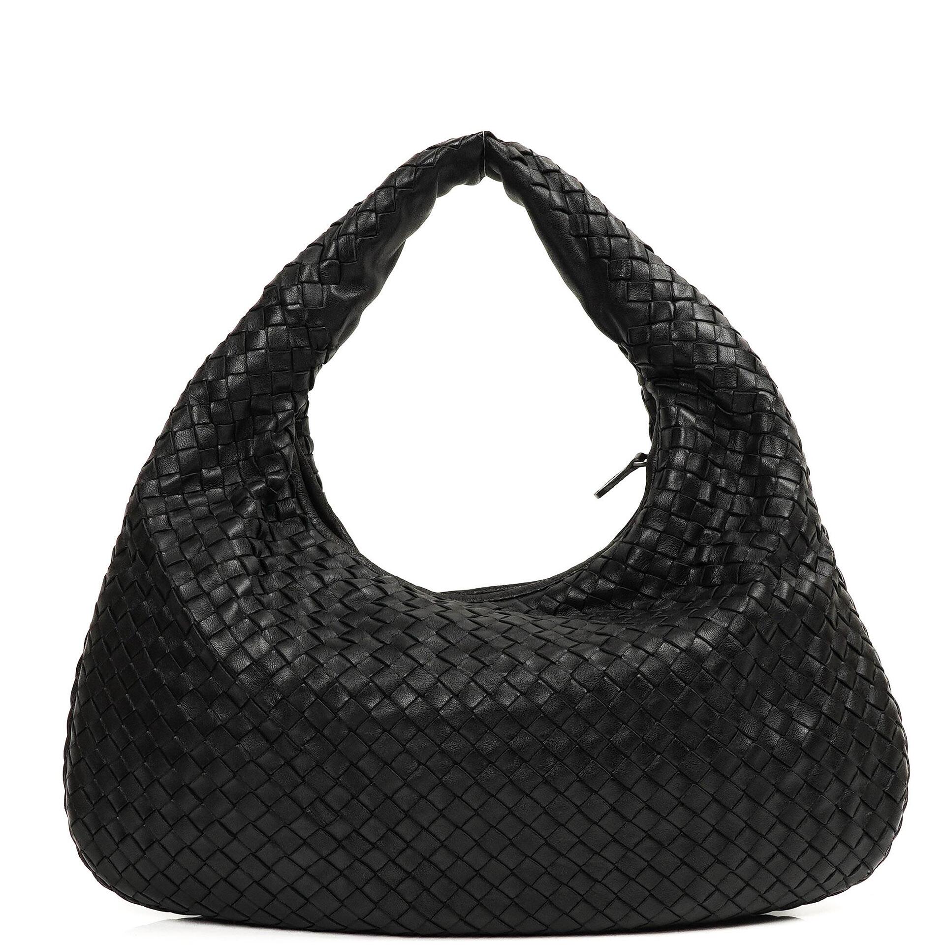 Bottega Veneta Medium Veneta Black Nappa Intrecciato Hobo Bag