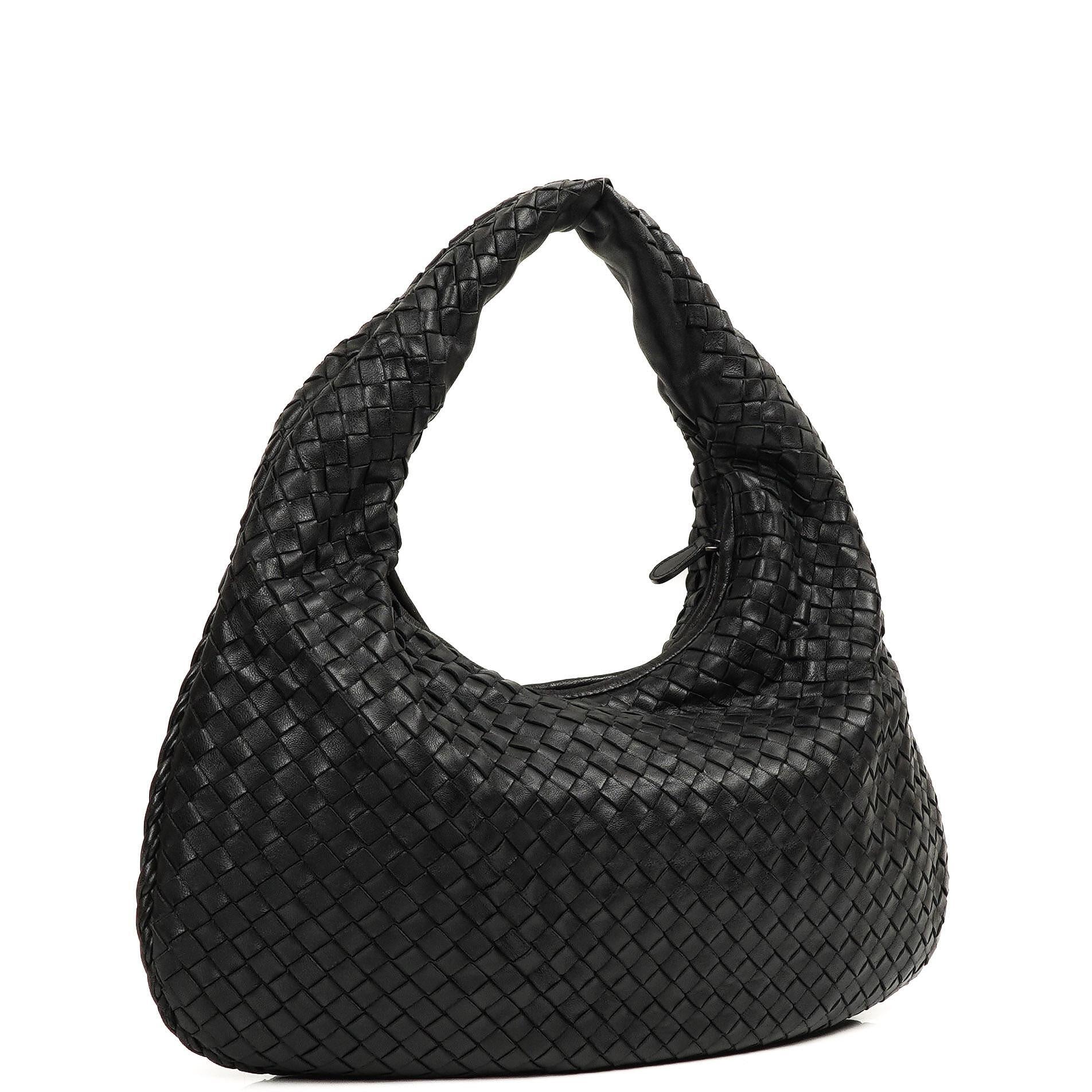 Bottega Veneta Medium Veneta Black Nappa Intrecciato Hobo Bag