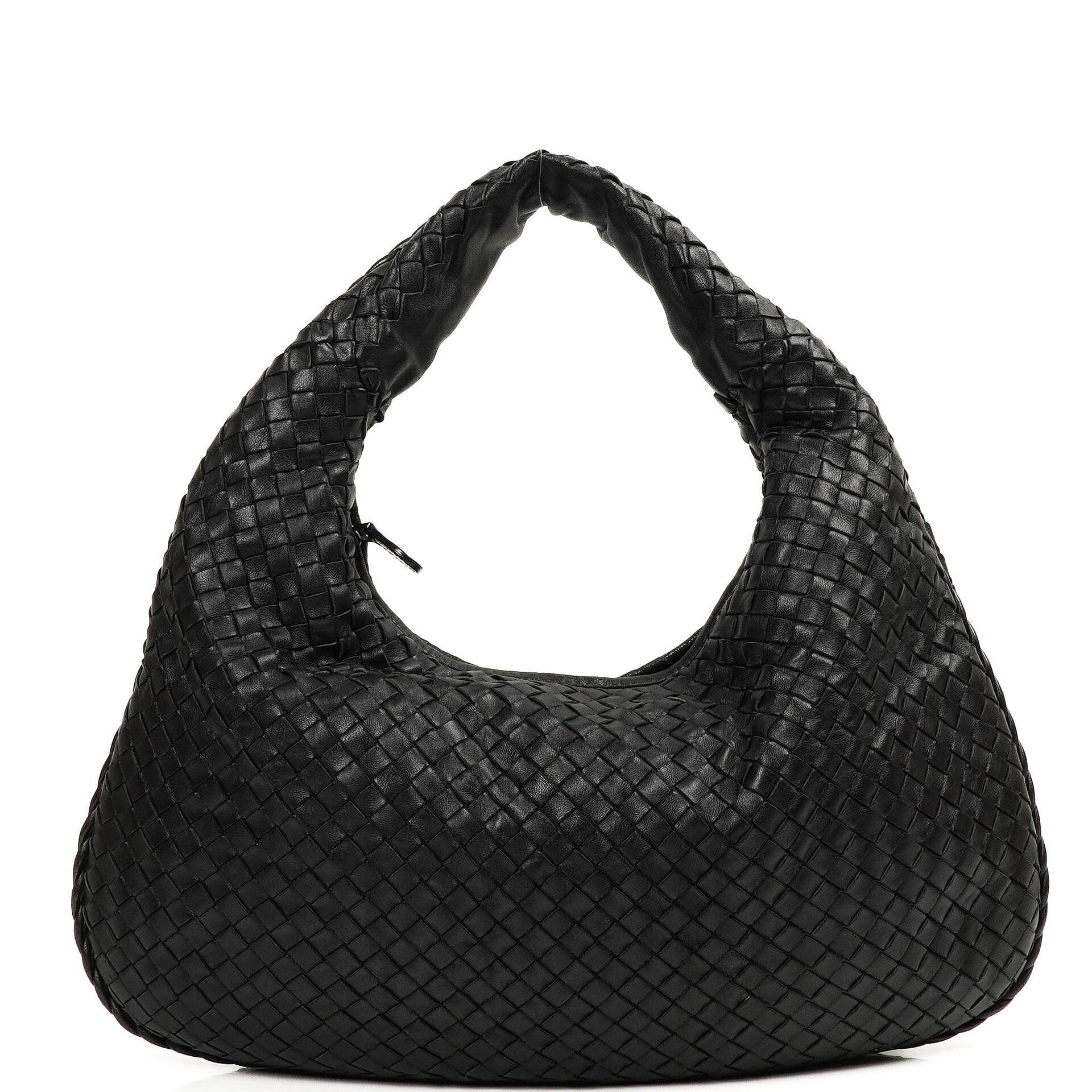 Bottega Veneta Medium Veneta Black Nappa Intrecciato Hobo Bag