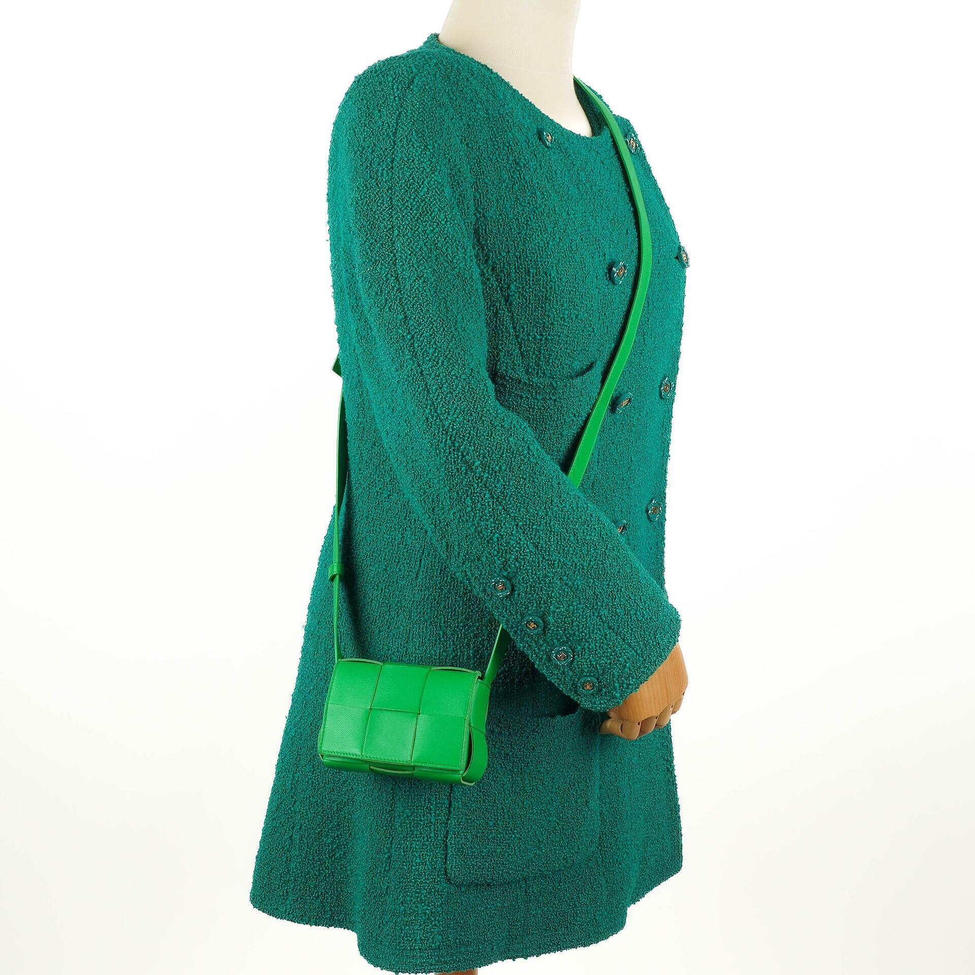 Bottega Veneta Mini Cassette Parakeet Maxi Intrecciato Leather Crossbody Bag