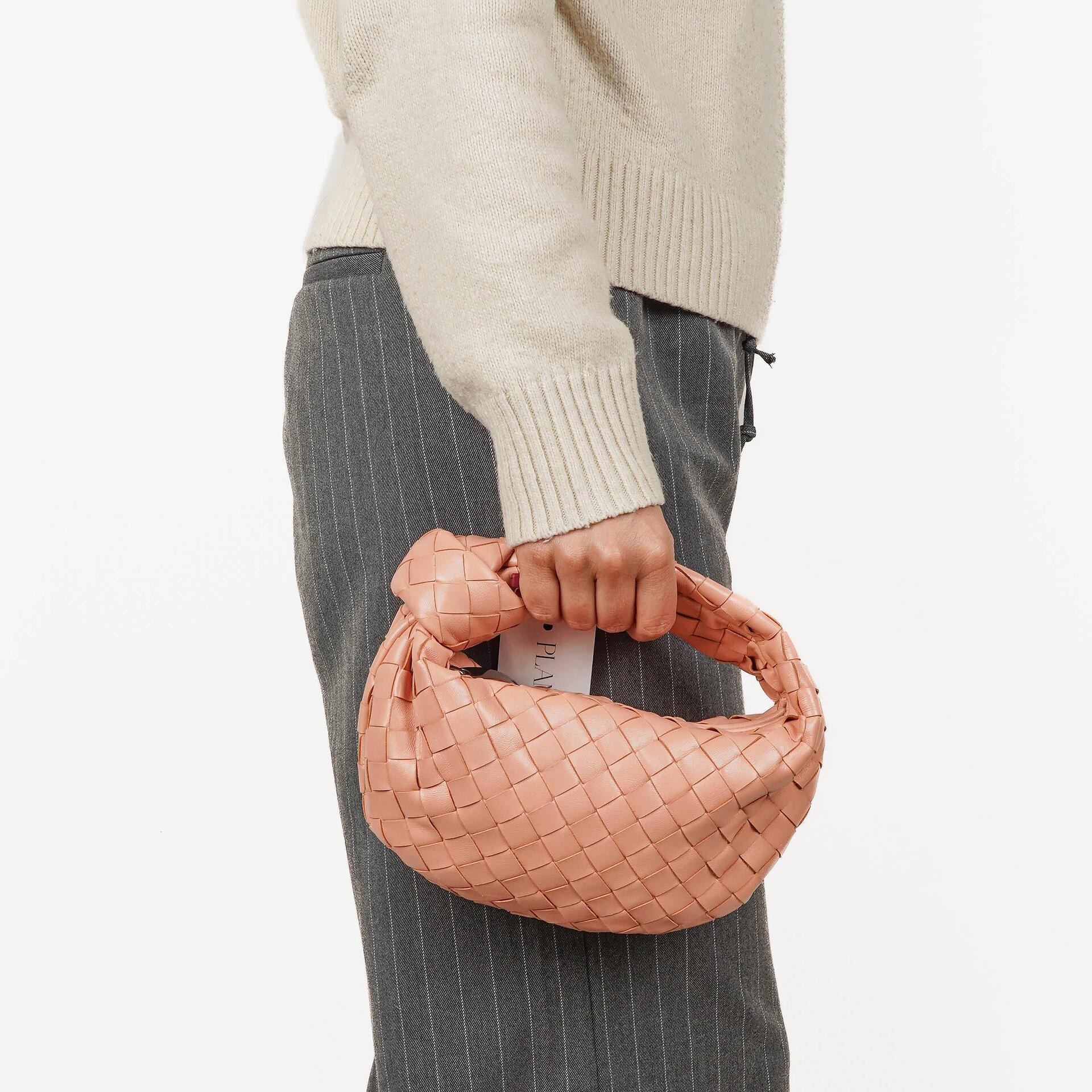Bottega Veneta Mini Jodie Peach Nappa Intrecciato Bag