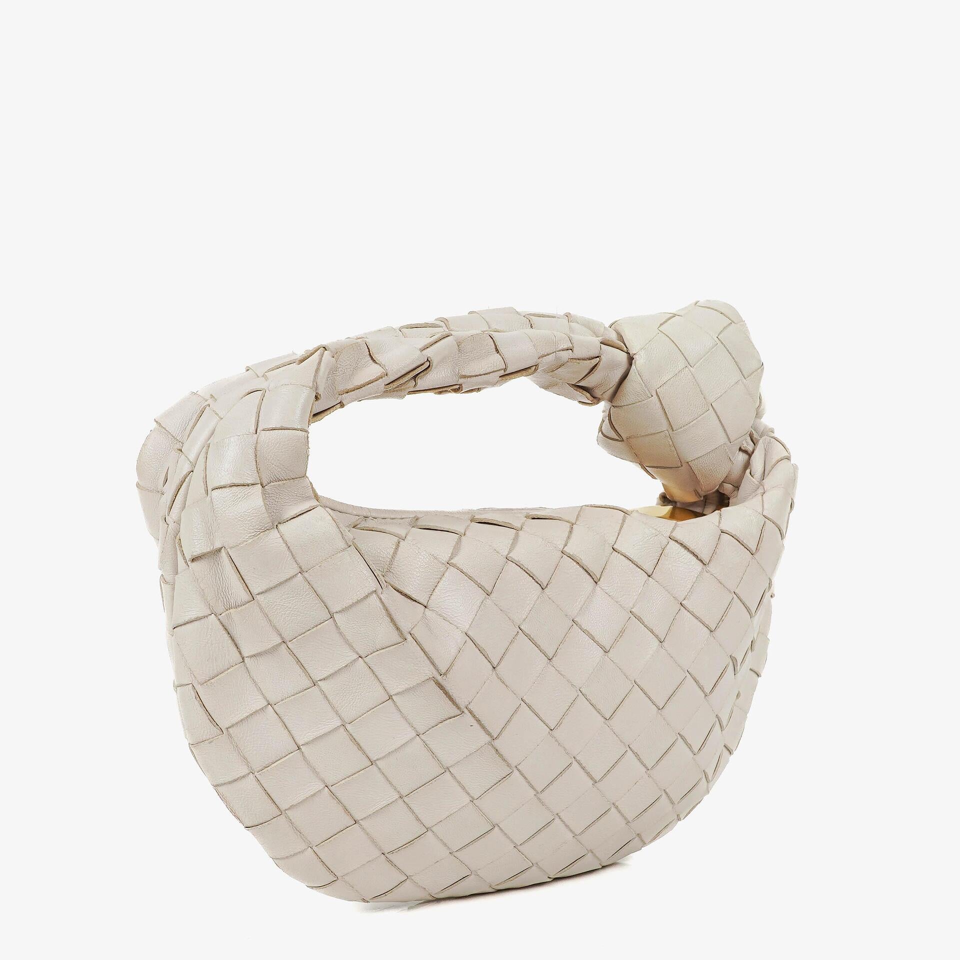 Bottega Veneta Mini Jodie White Nappa Intrecciato Bag