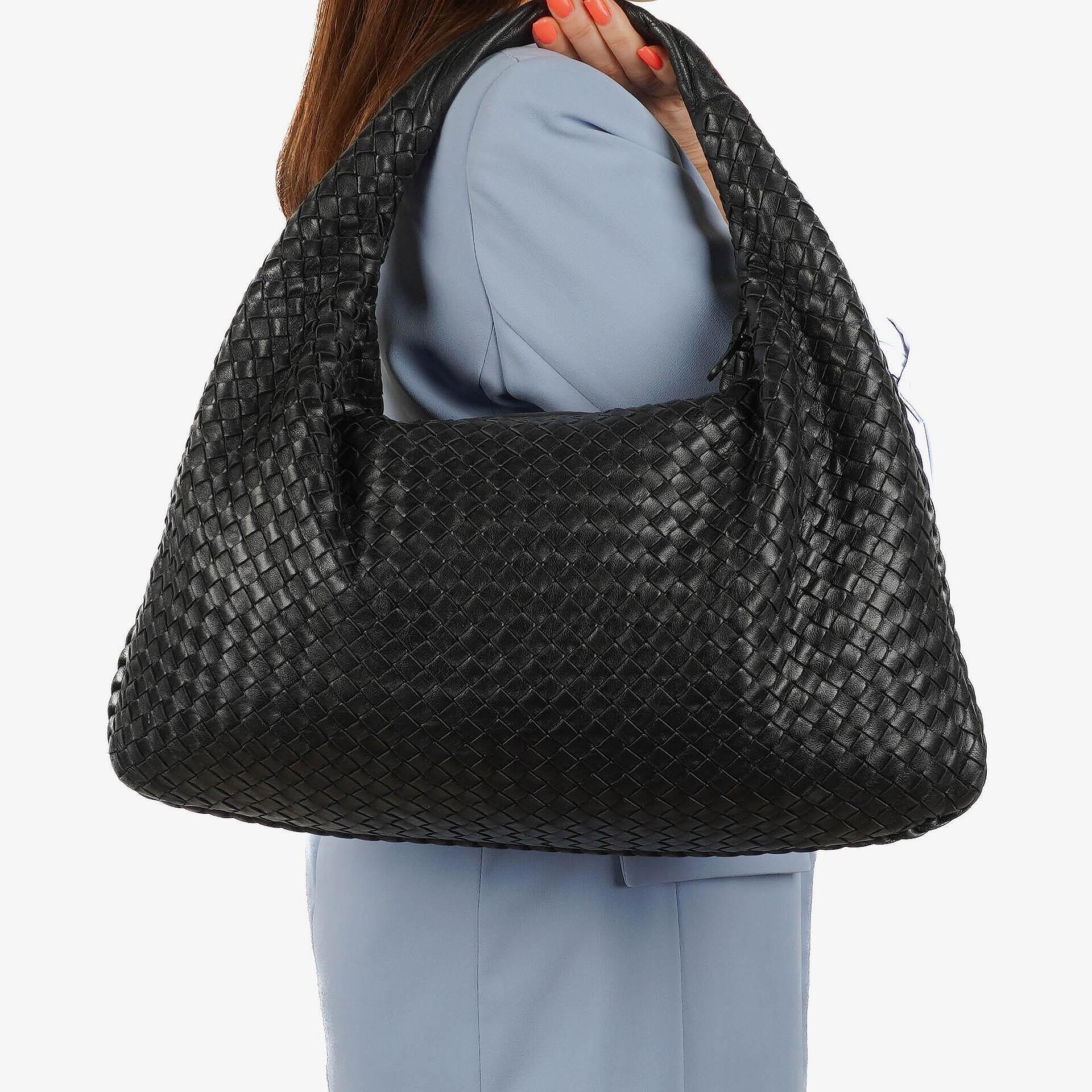 Bottega Veneta Nappa Intrecciato Black Large Veneta Hobo Bag
