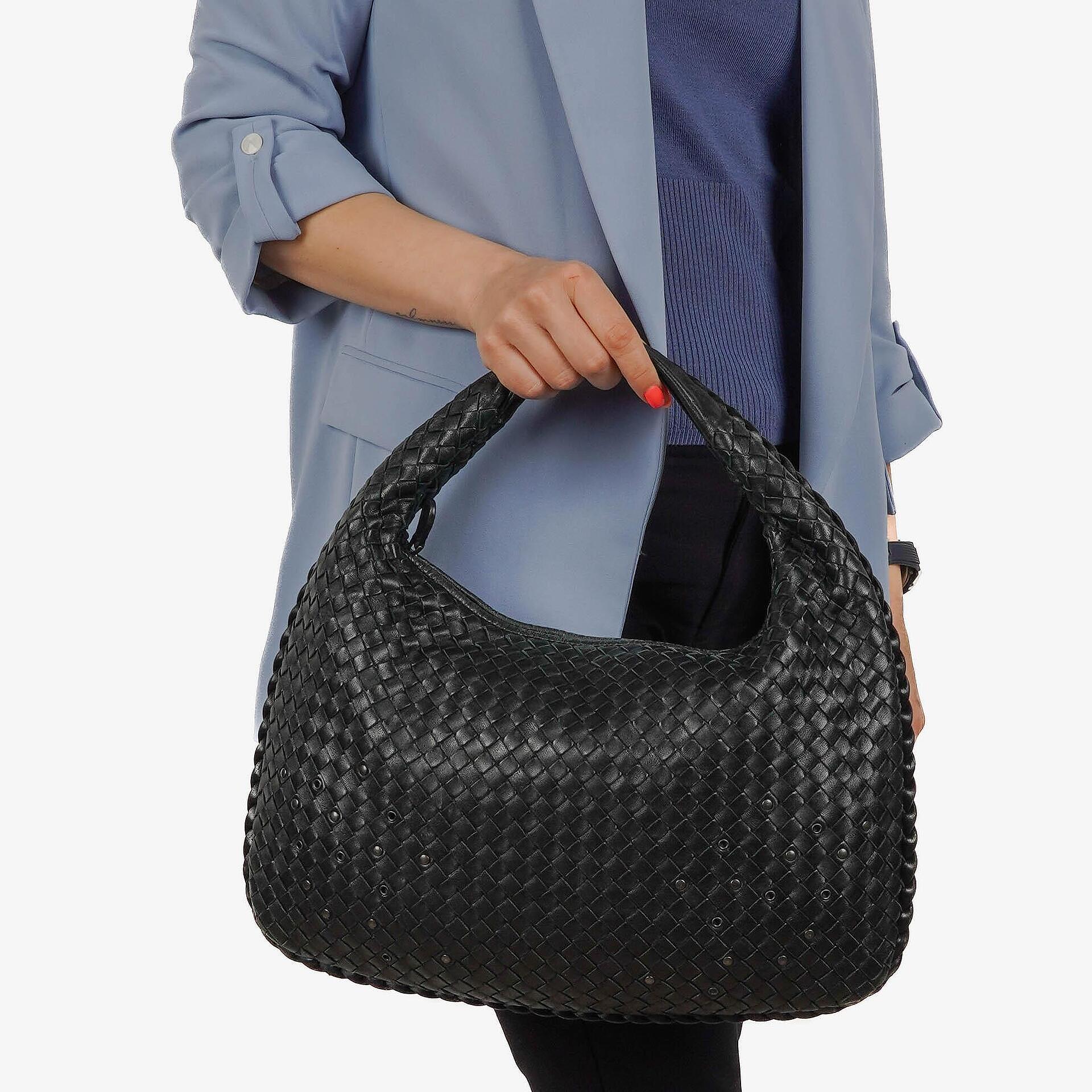 Bottega Veneta Nappa Intrecciato Black Medium Veneta Hobo Bag