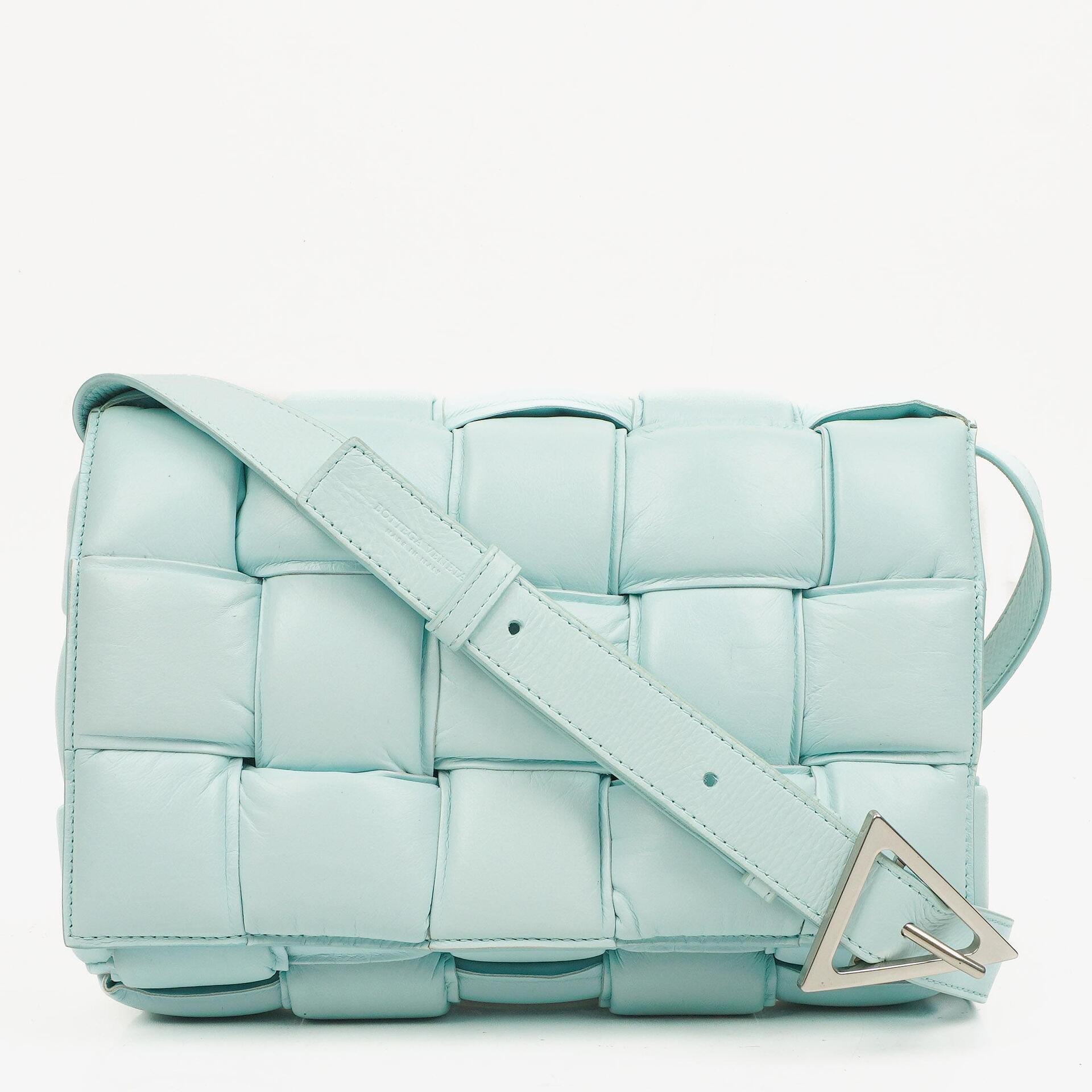 Bottega Veneta Spearmint Nappa Maxi Intreccio Padded Cassette Crossbody Bag