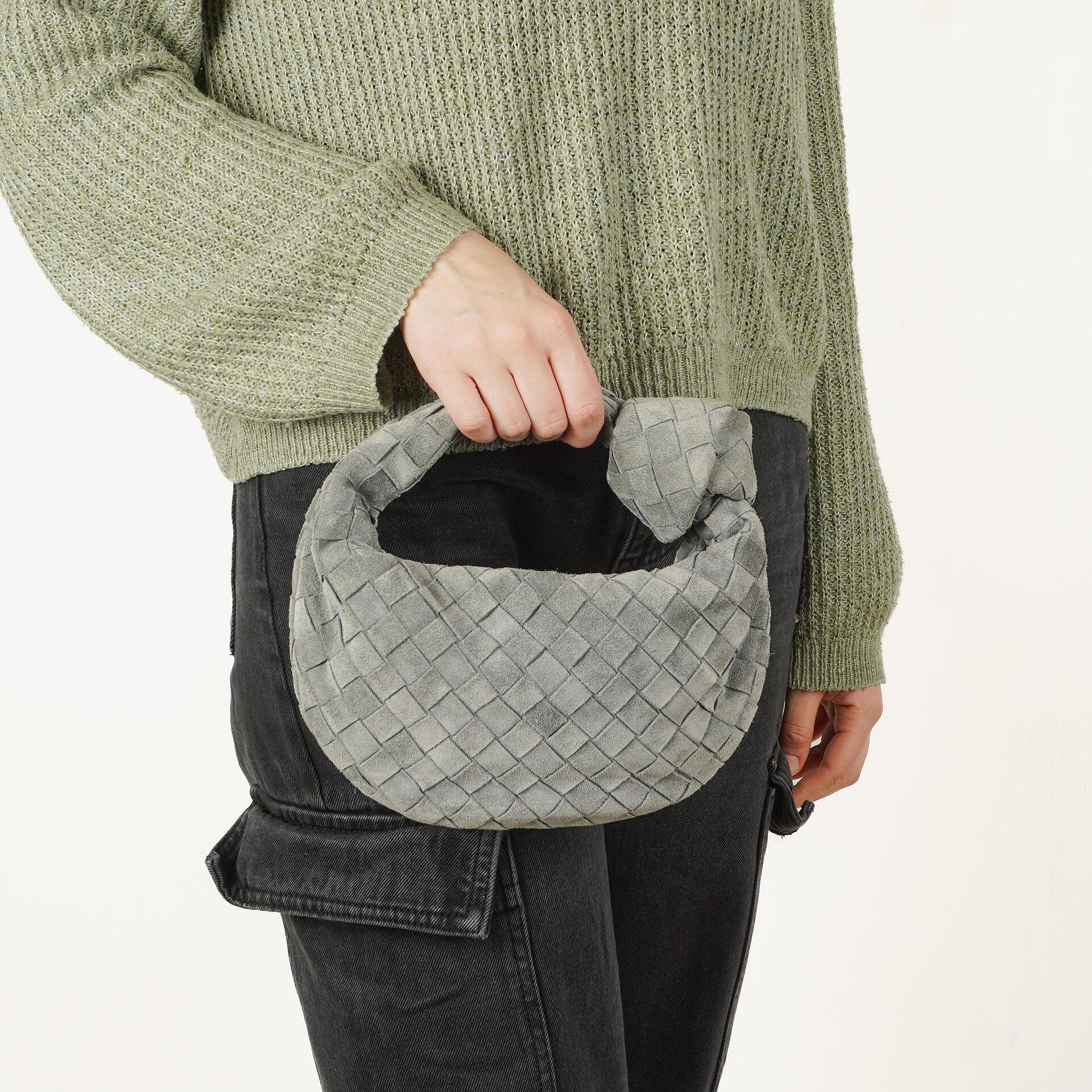 Bottega Veneta Suede Thunder Intrecciato Mini Jodie Bag