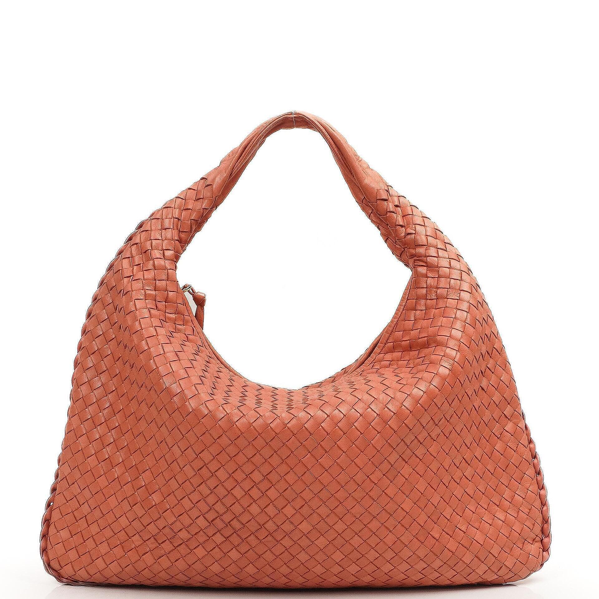Bottega Veneta Veneta Large Hobo Bag Peach Nappa Intrecciato